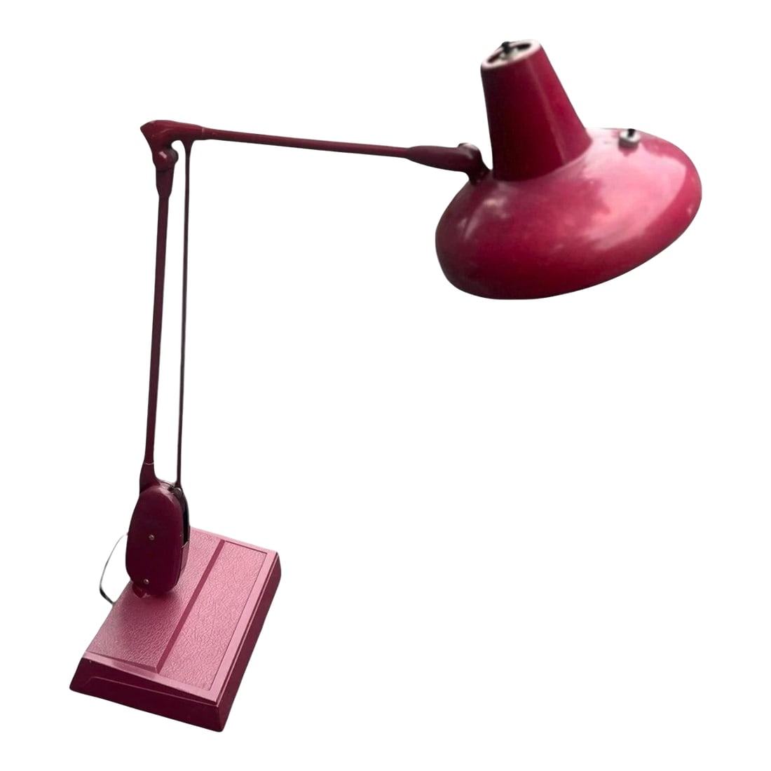 Dazor Floating Fixture Industrial Drafting Table Lamp Light #2c-2324: Vintage Dazor Floating Fixture Drafting Table Lamp Light #2C-2324 Rare Professionally painted Burgundy Red over brown. Tested/Working! Main shaft measures 22 inches lamp extension shaft measures 11 in
