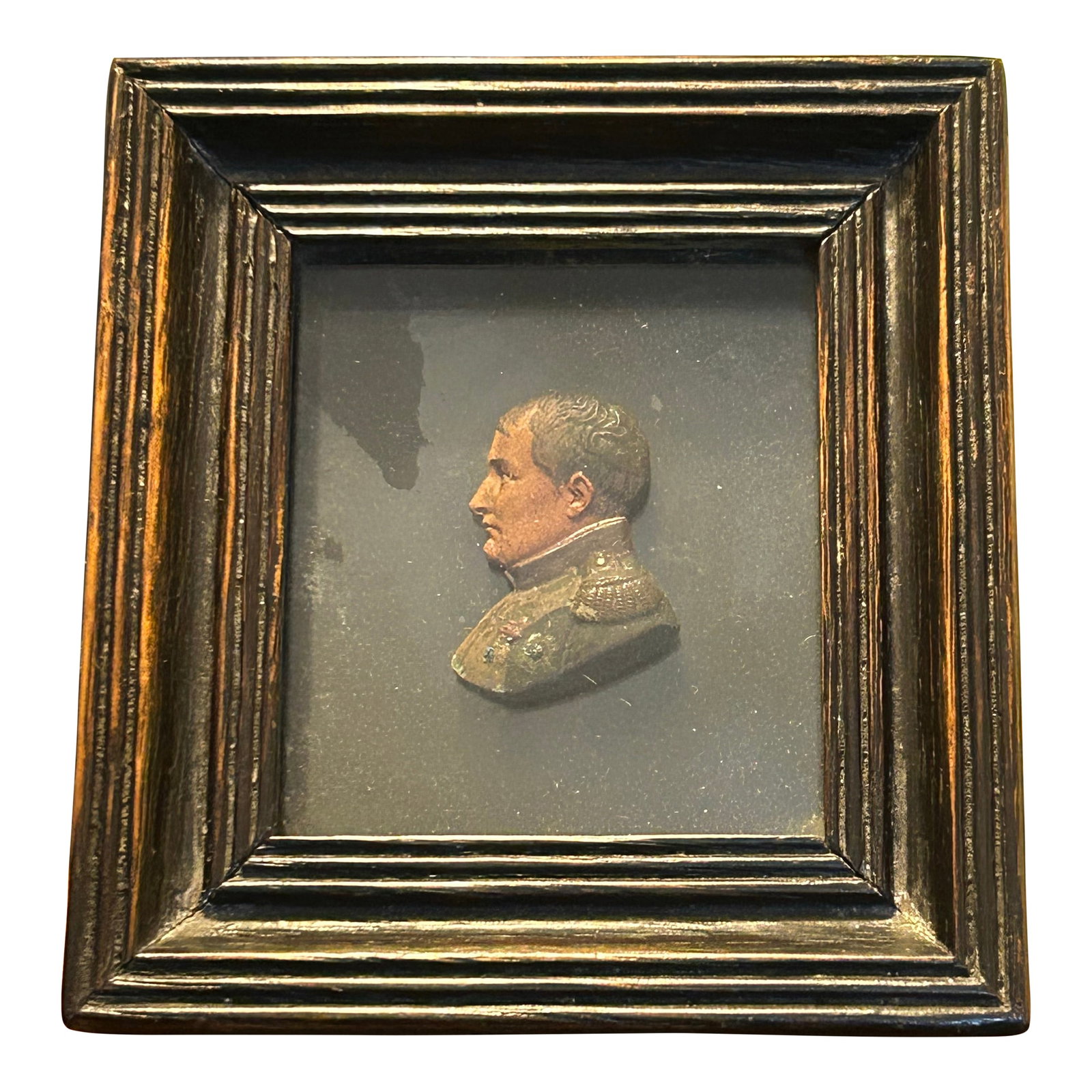 Antique Framed Wax Bust of Napoleon I: Rare and unusual miniature 18th century wax bust of Napoleon I presented under glass in the original wood frame. Condition: Alterations: Original Condition Unaltered Imperfections: Some Imperfections 