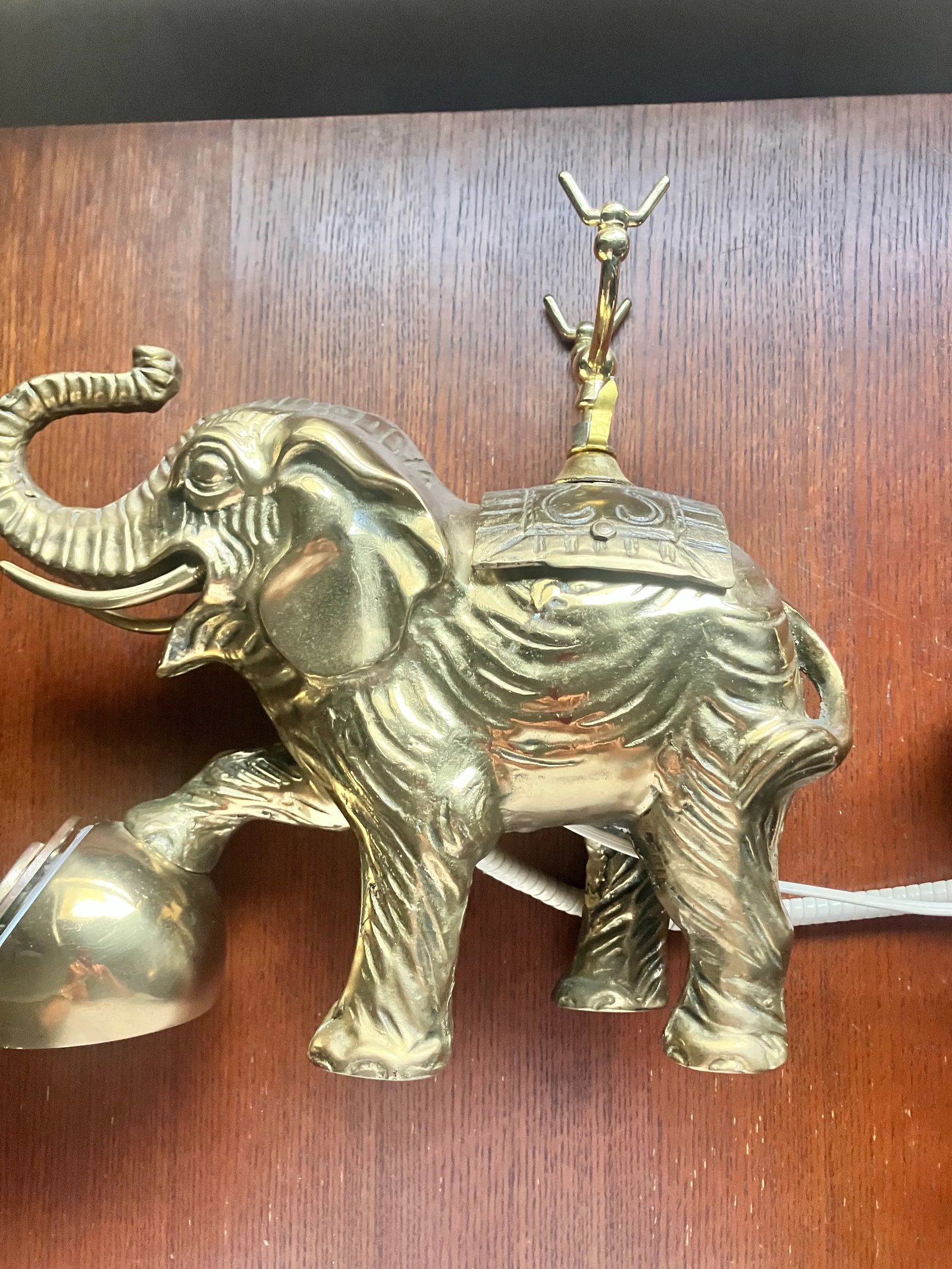 1950s Vintage Hollywood Regency Heavy Cast Brass Elephant Desktop Rotary Telephone Decor - 11