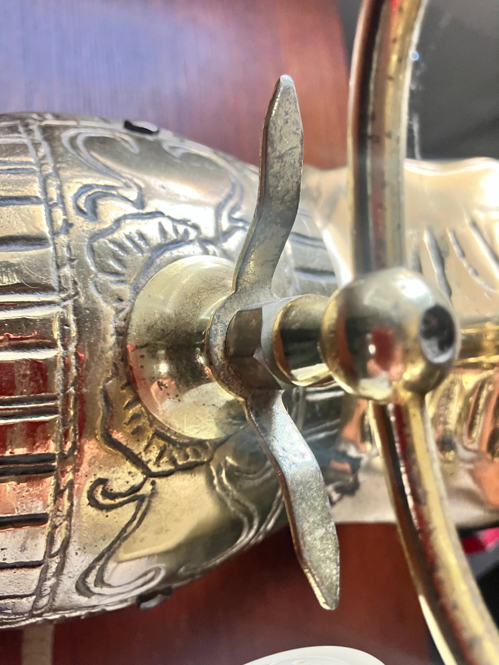 1950s Vintage Hollywood Regency Heavy Cast Brass Elephant Desktop Rotary Telephone Decor - 4