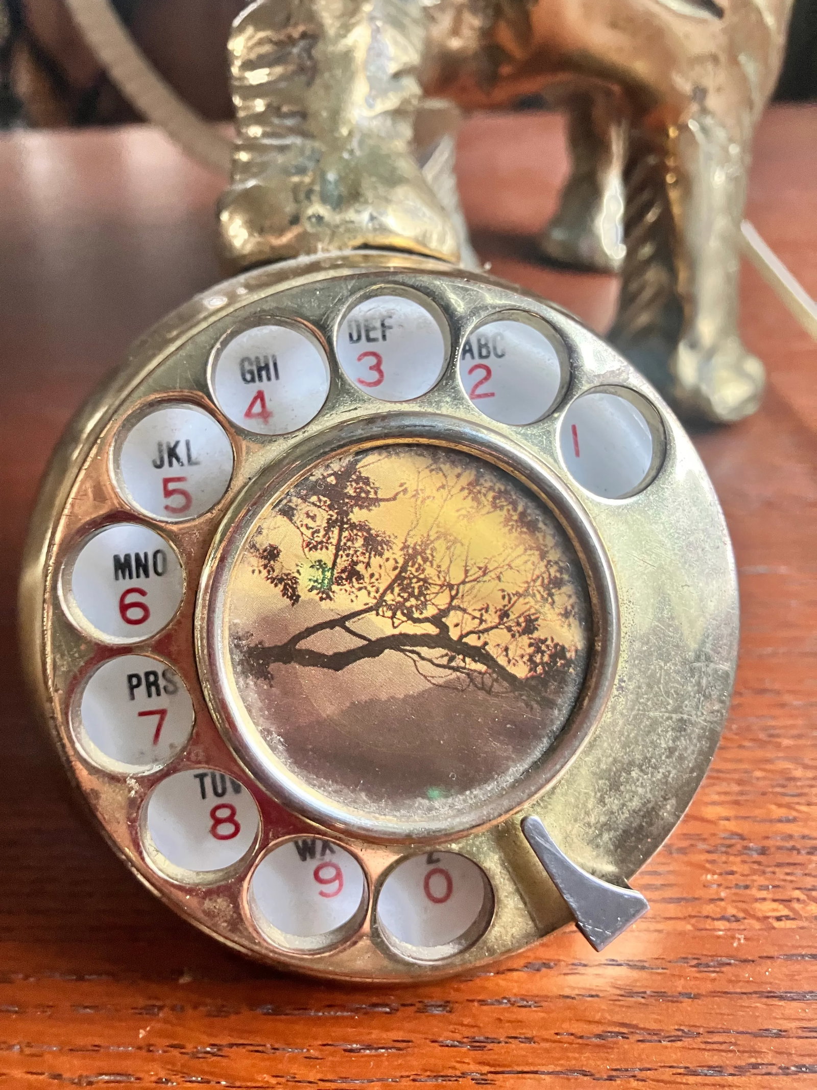 1950s Vintage Hollywood Regency Heavy Cast Brass Elephant Desktop Rotary Telephone Decor - 5