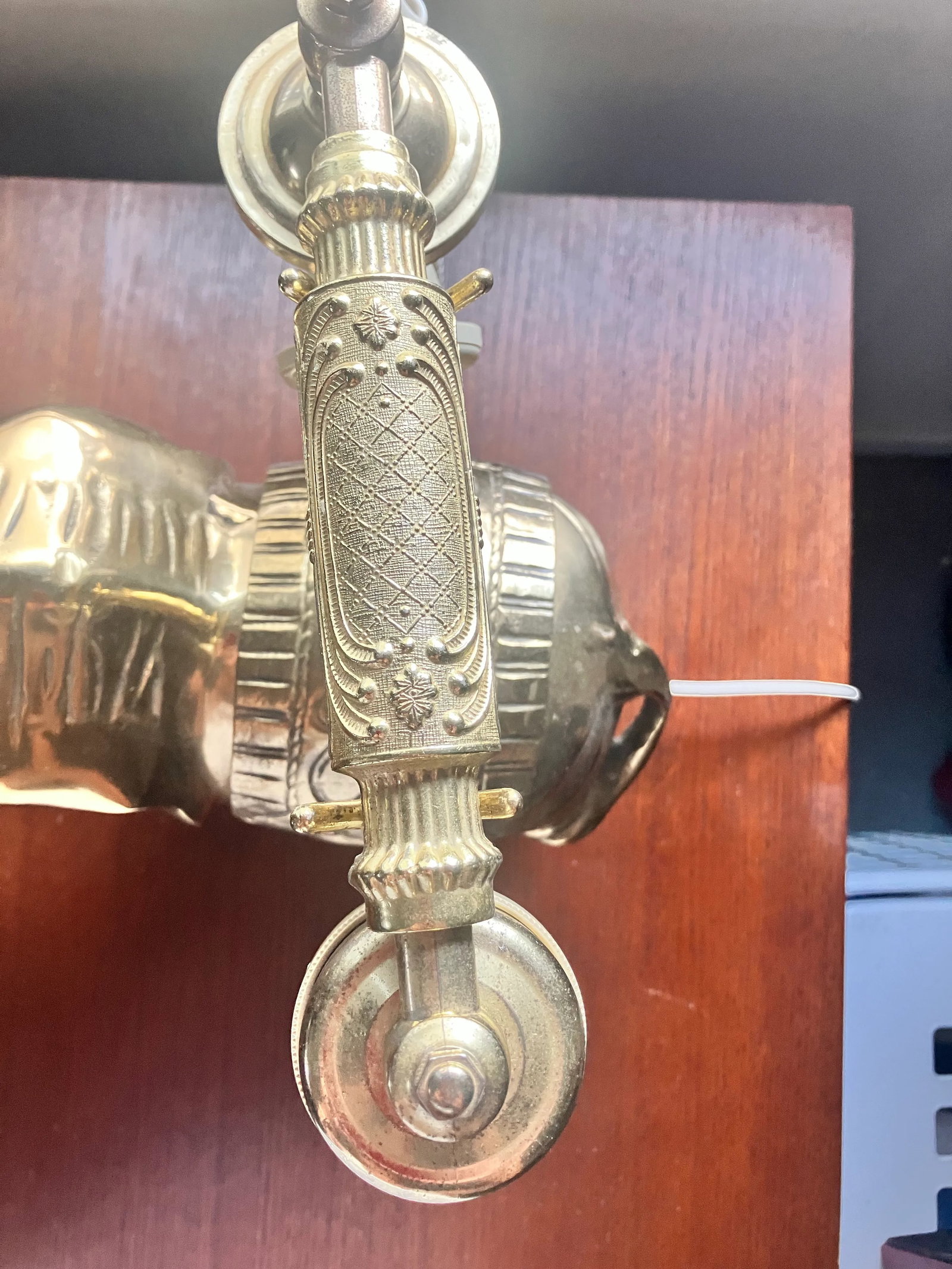 1950s Vintage Hollywood Regency Heavy Cast Brass Elephant Desktop Rotary Telephone Decor - 9