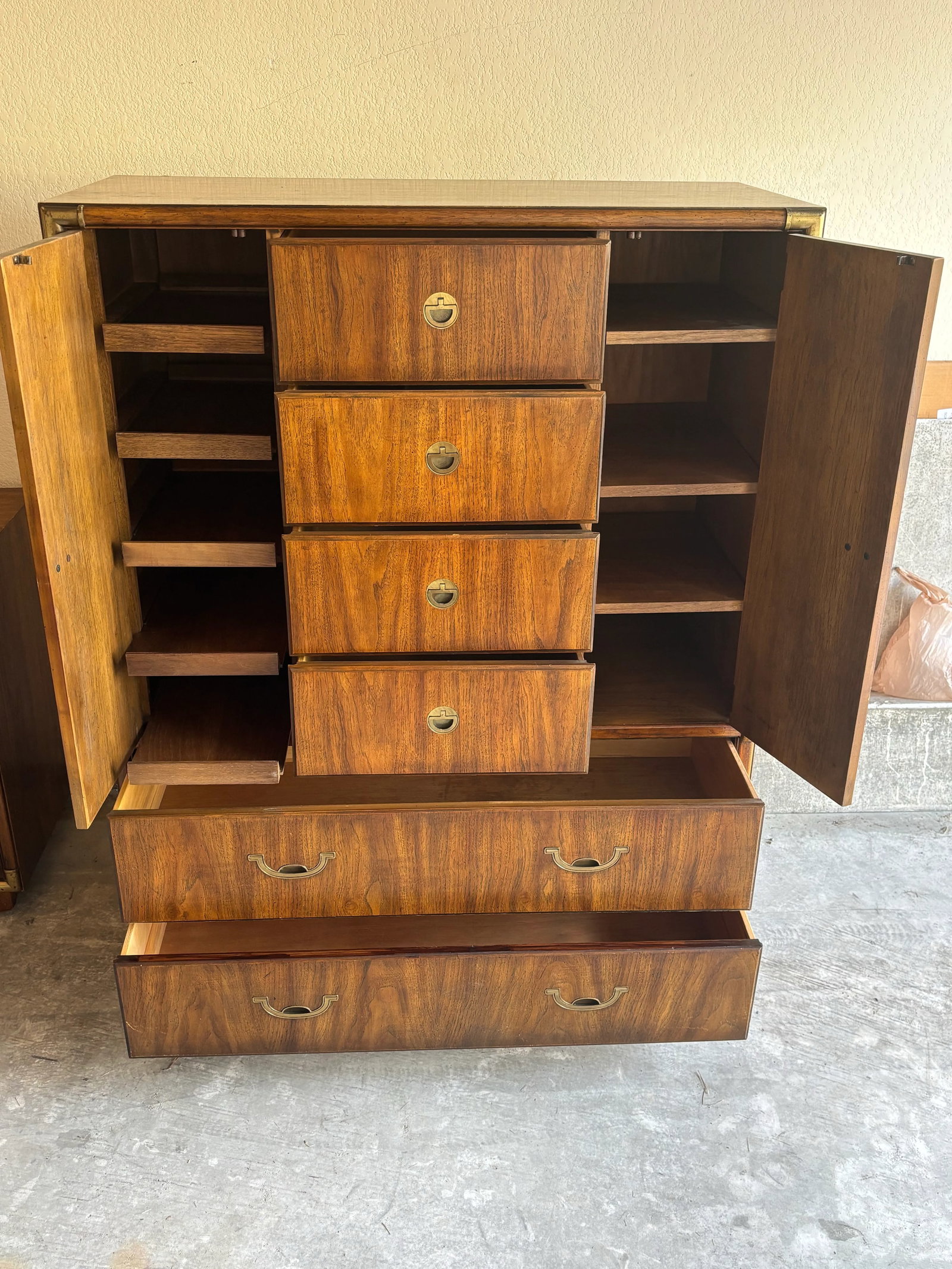 1970s Drexel Accolade Campaign Highboy Dresser - 5