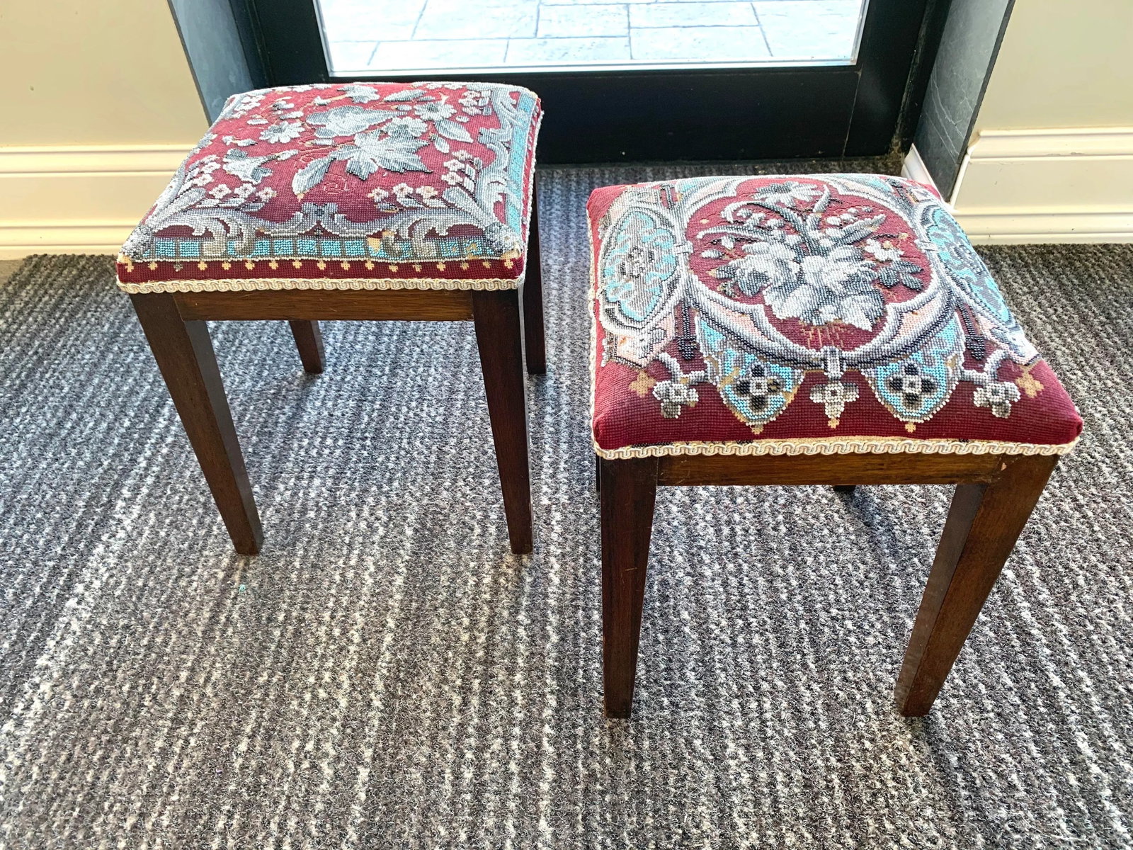 Victorian Antique Beaded Stools - a Similar Pair - 13