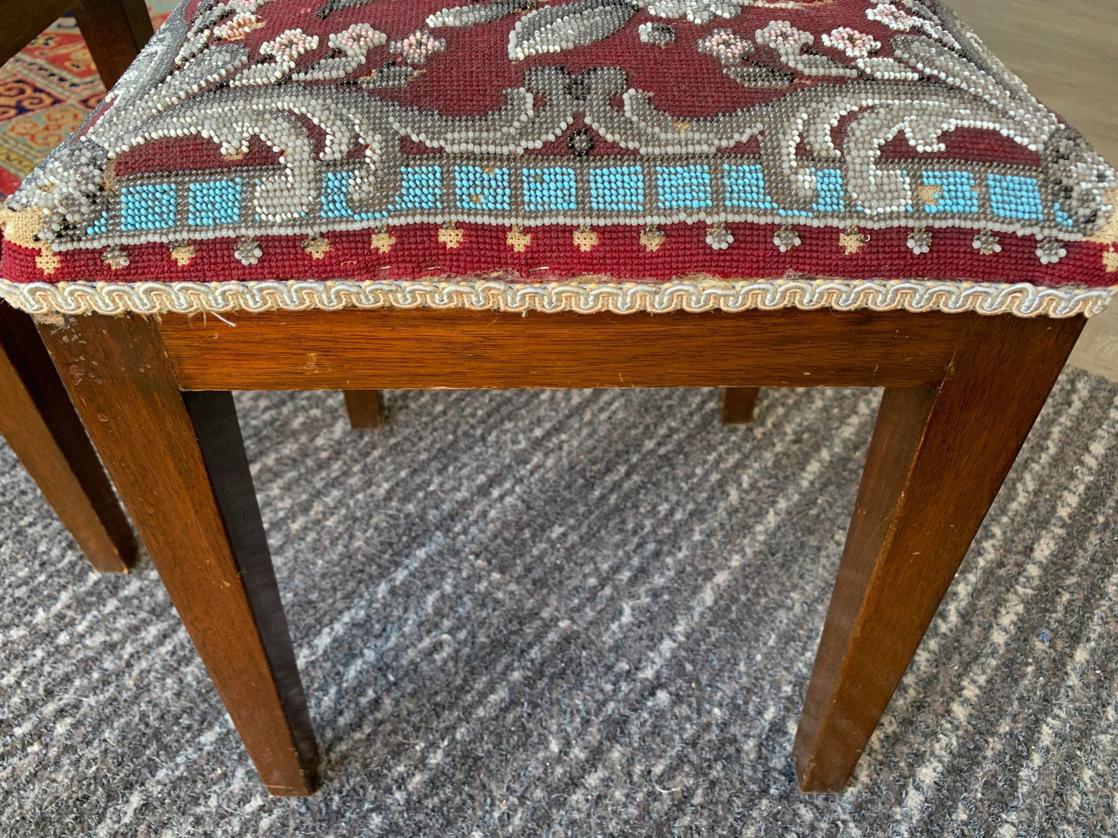 Victorian Antique Beaded Stools - a Similar Pair - 8