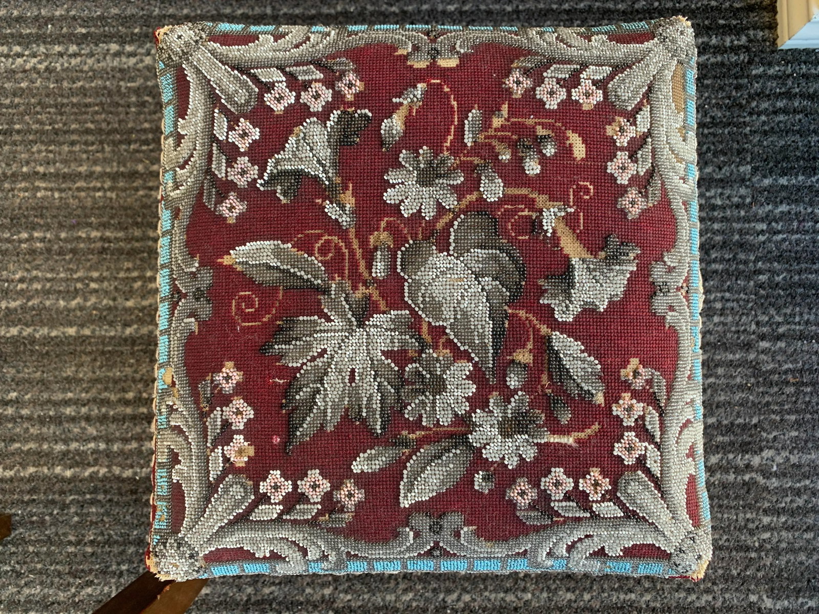 Victorian Antique Beaded Stools - a Similar Pair - 9