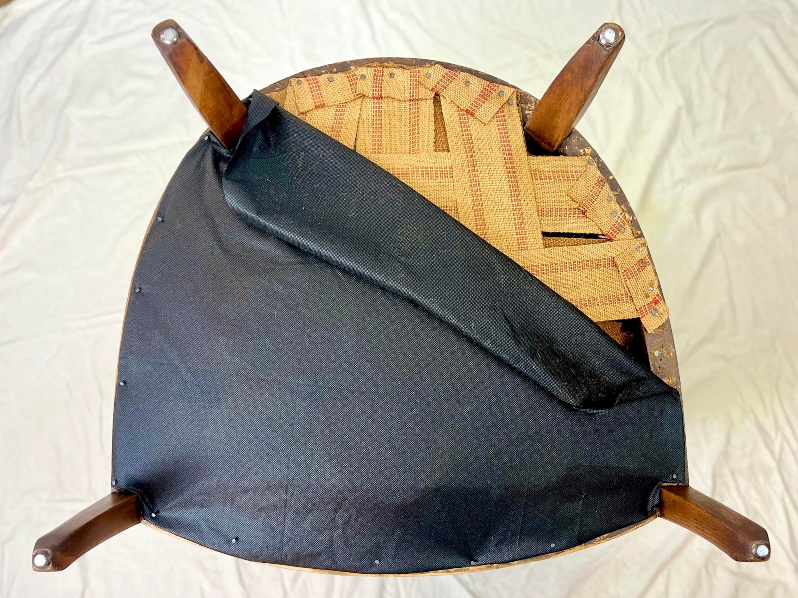 Early 20th C. French-Style Tub Chair W/ Hand-Carved Walnut Crest Rail, Yellow Damask - 9