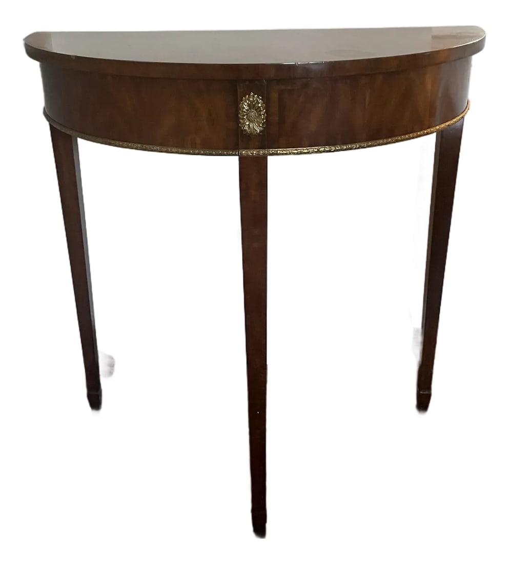 Maitland Smith Demilune Table: Elegant Maitland Smith demilune table. Purchased from a Rye NY estate sale Condition: Alterations: Original Condition Unaltered Imperfections: Some Imperfections Condition Notes: See photos. There
