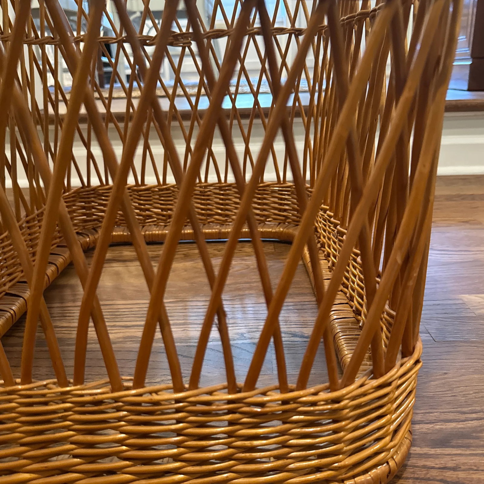 1980s Davis Allen McGuire Glass Top Wicker Table - 7