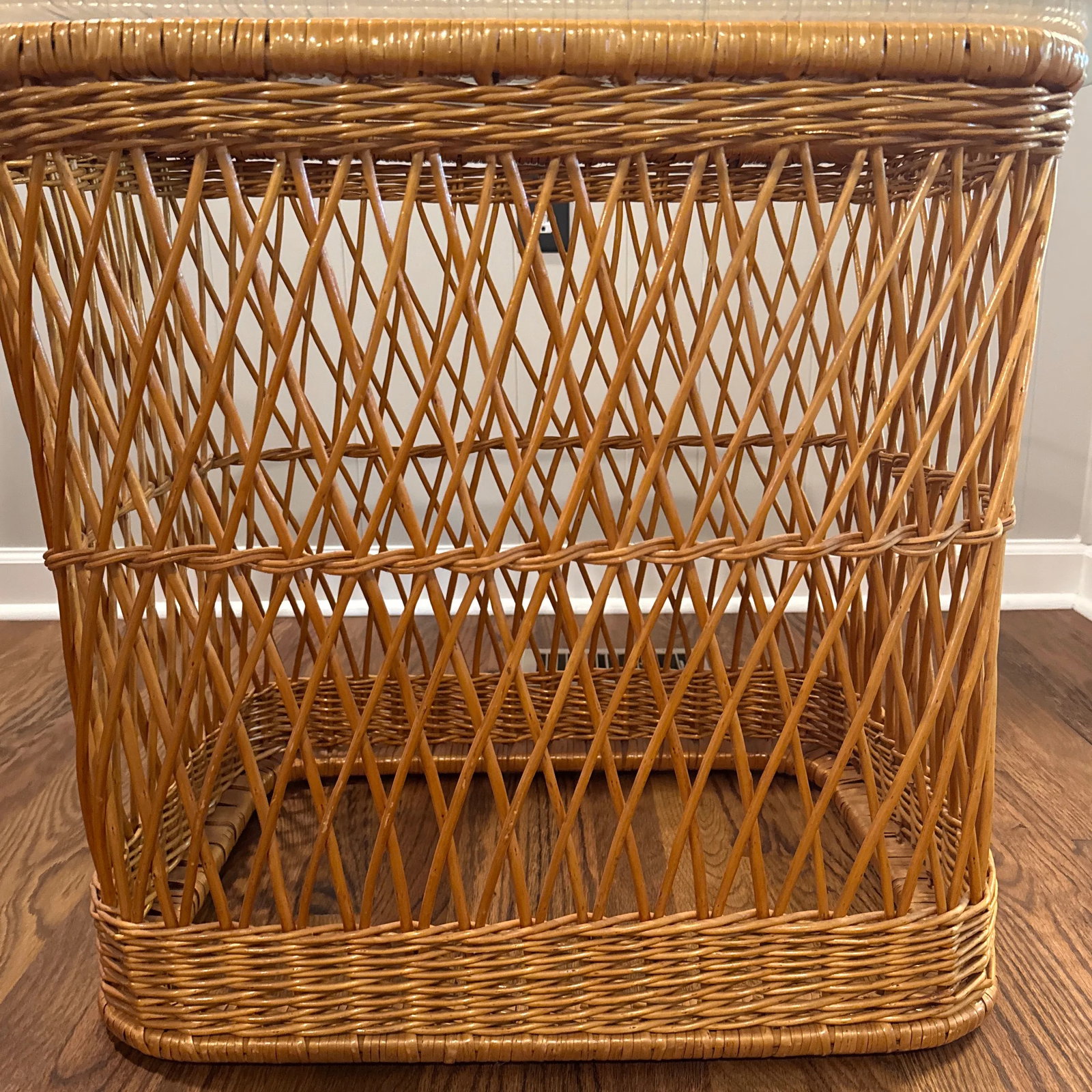 1980s Davis Allen McGuire Glass Top Wicker Table - 8