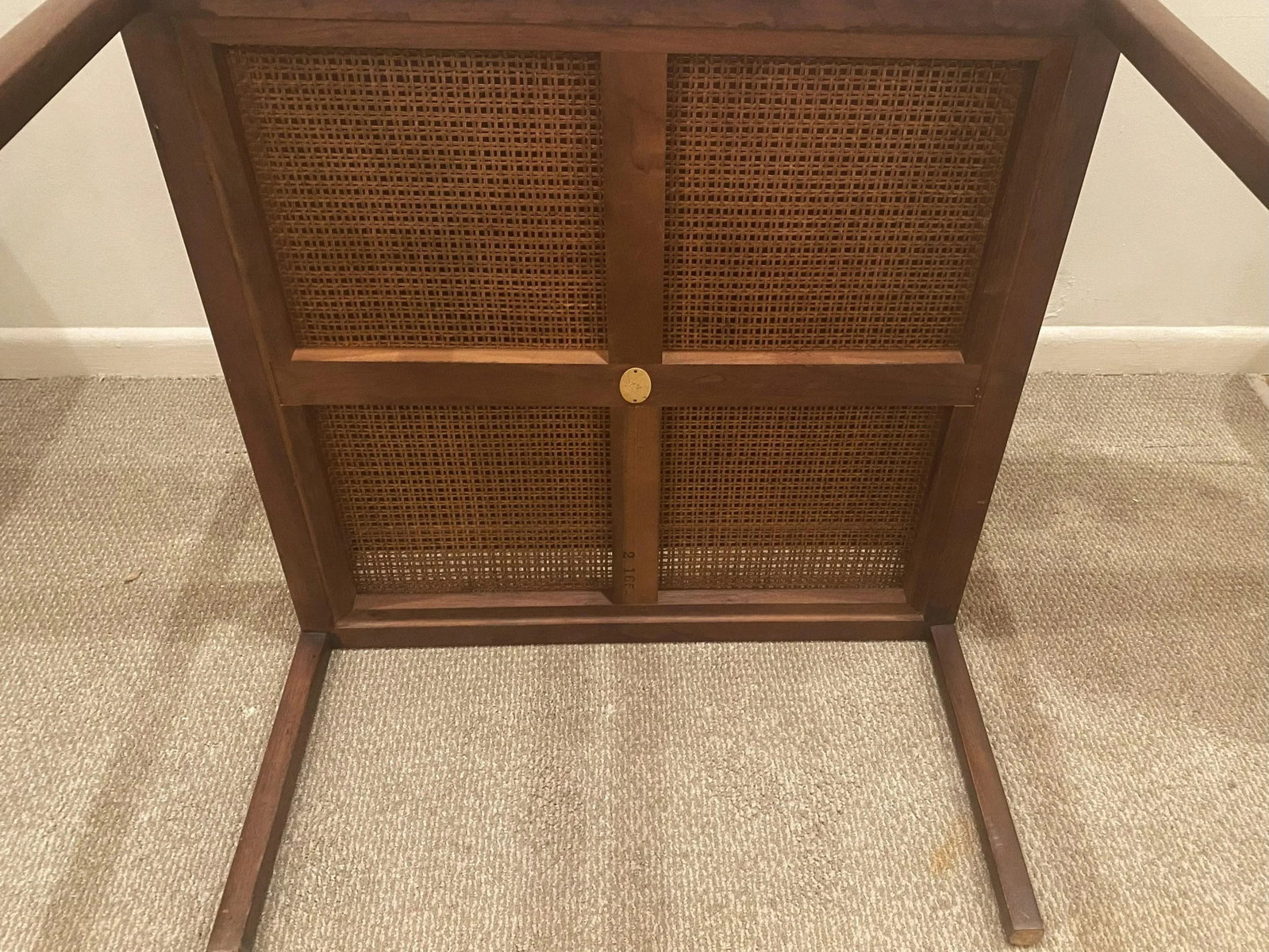 1990s Vintage Baker Co. Side Table With Two Tier Cane Shelf - 5