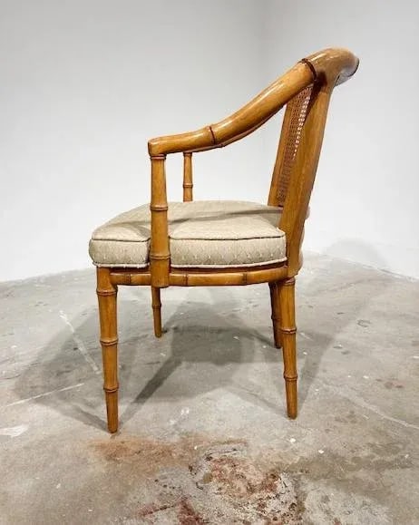 1980s Henredon Faux Bamboo Carved Wood Arm Chair - 3