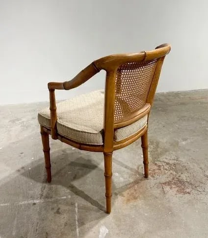 1980s Henredon Faux Bamboo Carved Wood Arm Chair - 4