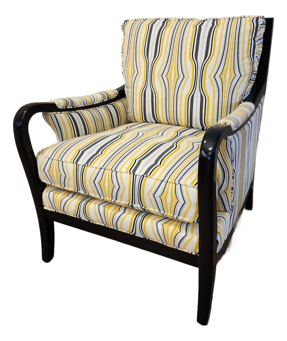 Vintage Hooker Ebonized Swoop Arm Lounge Chair in Graphic Fabric With Down Bolster (1 of 18)