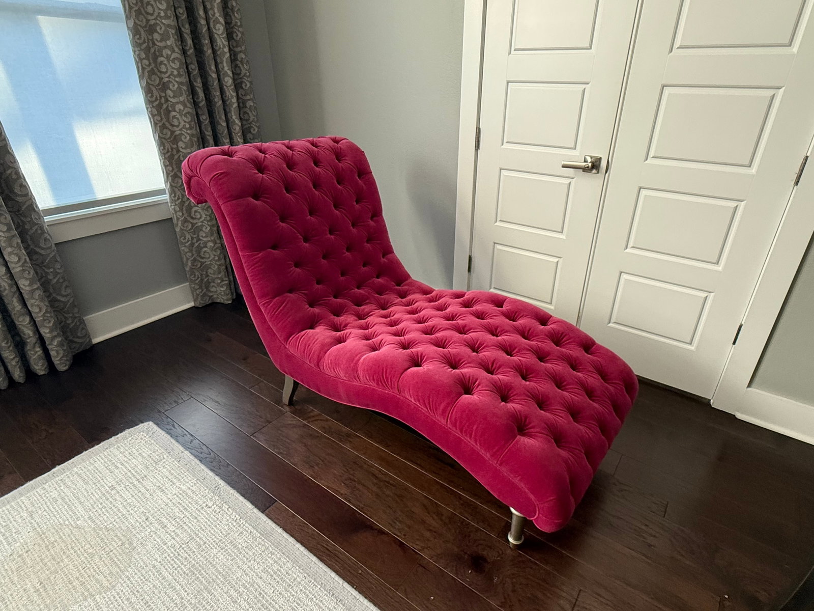 Ethan Allen Velvet Chaise Lounge - 3