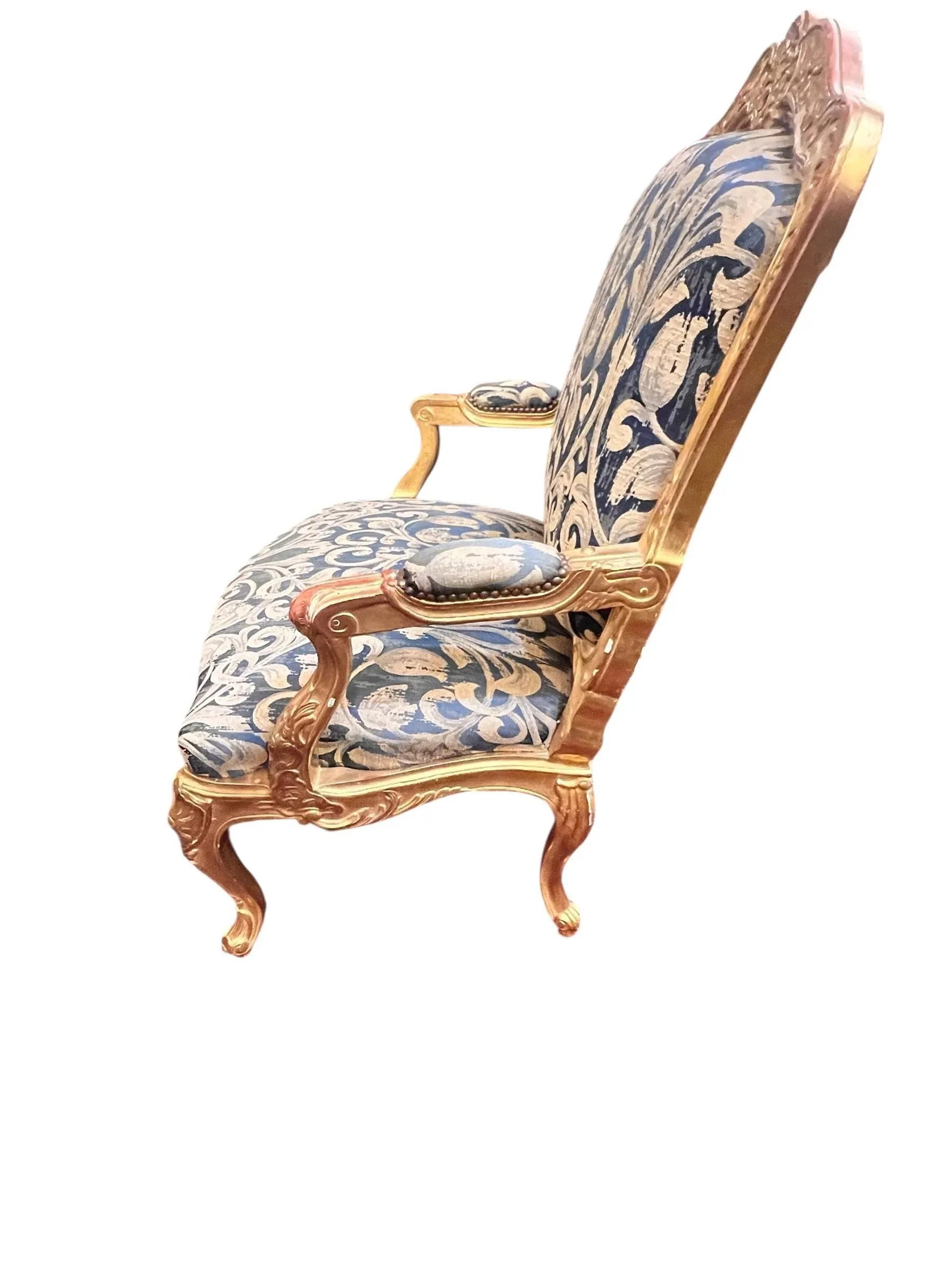 Mid 20th Century Pair of Louis XV Style Giltwood Fauteuil Chairs - 10