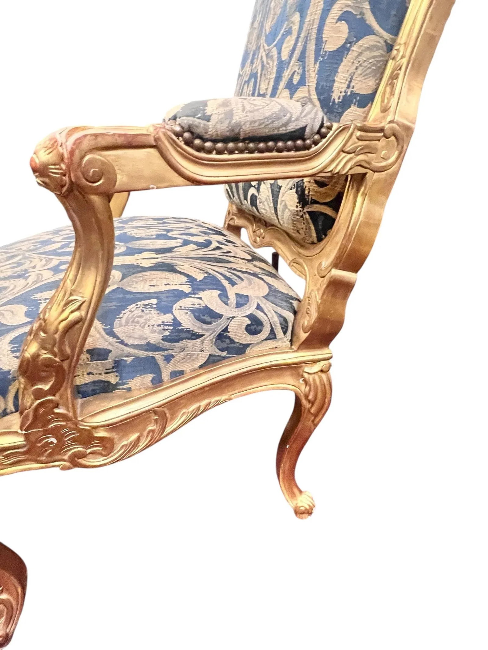 Mid 20th Century Pair of Louis XV Style Giltwood Fauteuil Chairs - 11