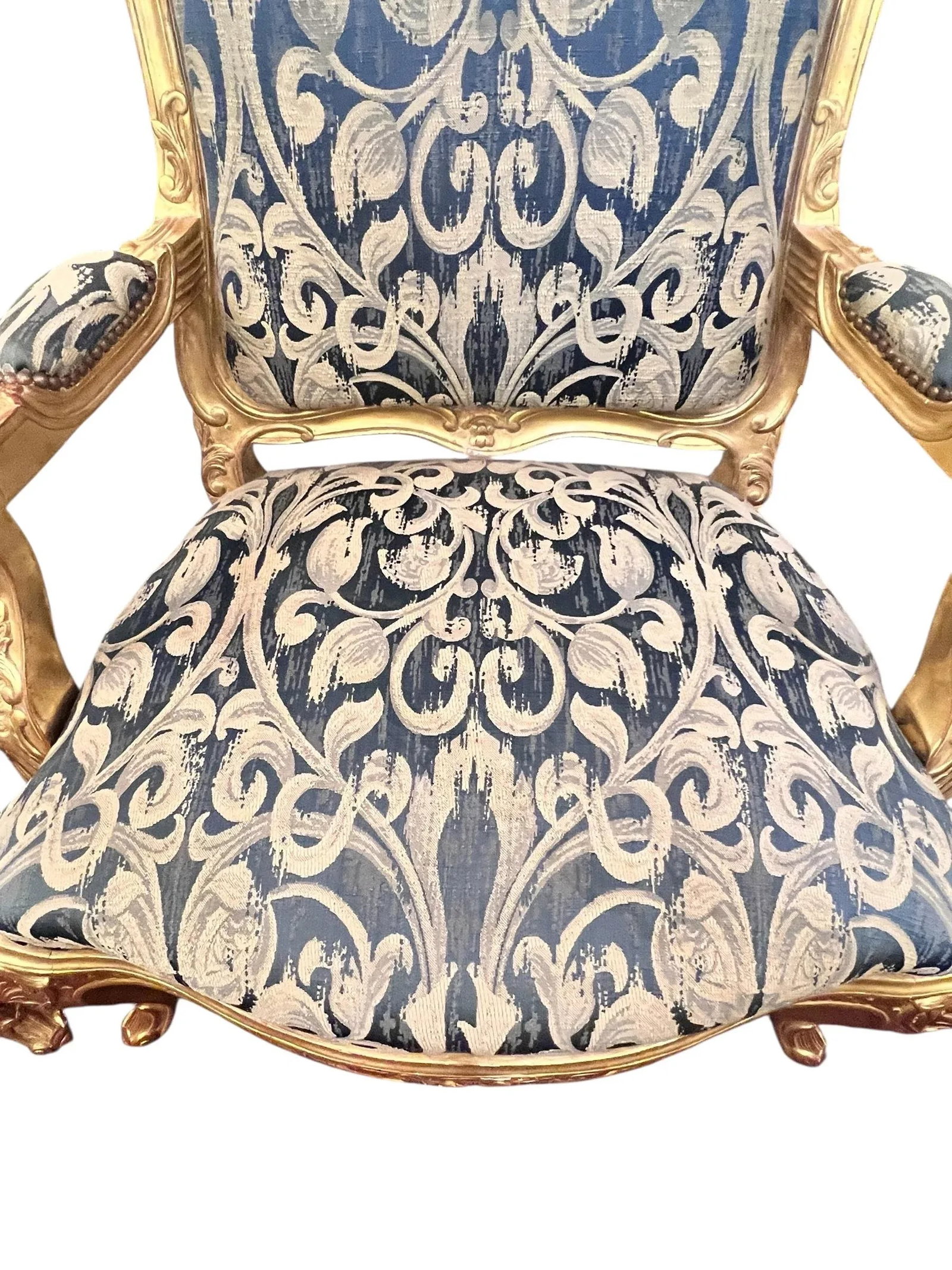 Mid 20th Century Pair of Louis XV Style Giltwood Fauteuil Chairs - 12