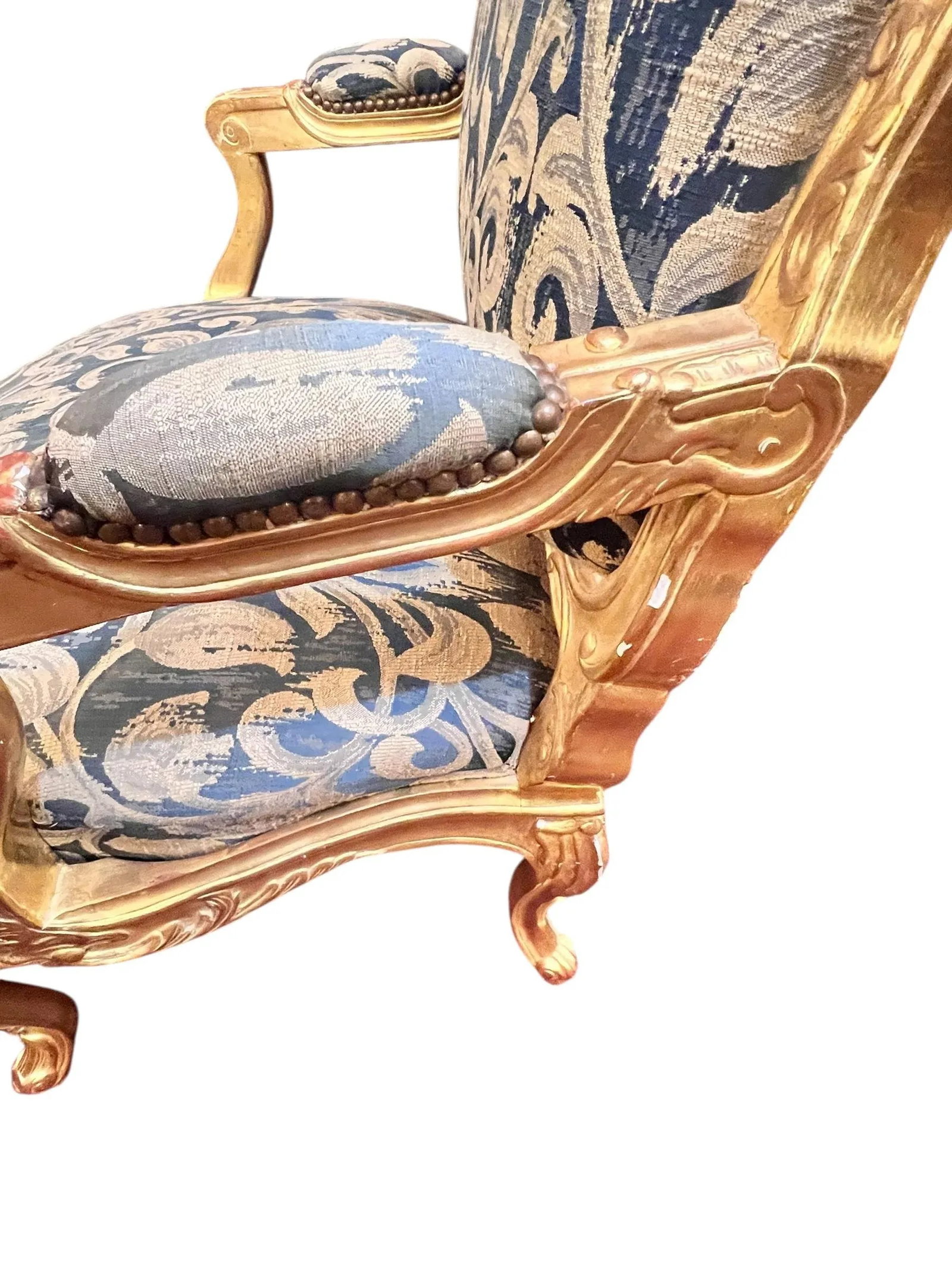 Mid 20th Century Pair of Louis XV Style Giltwood Fauteuil Chairs - 14