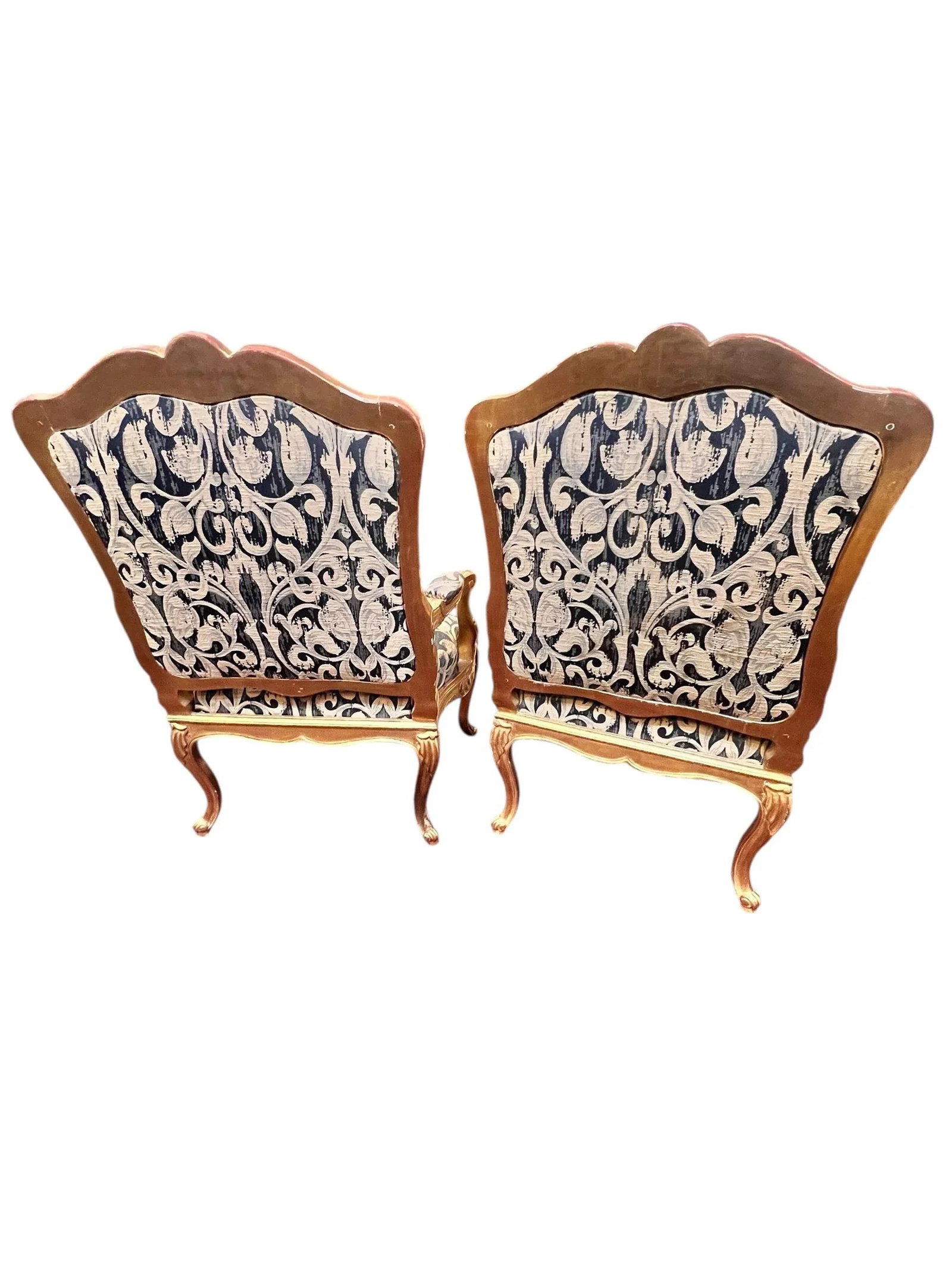 Mid 20th Century Pair of Louis XV Style Giltwood Fauteuil Chairs - 16