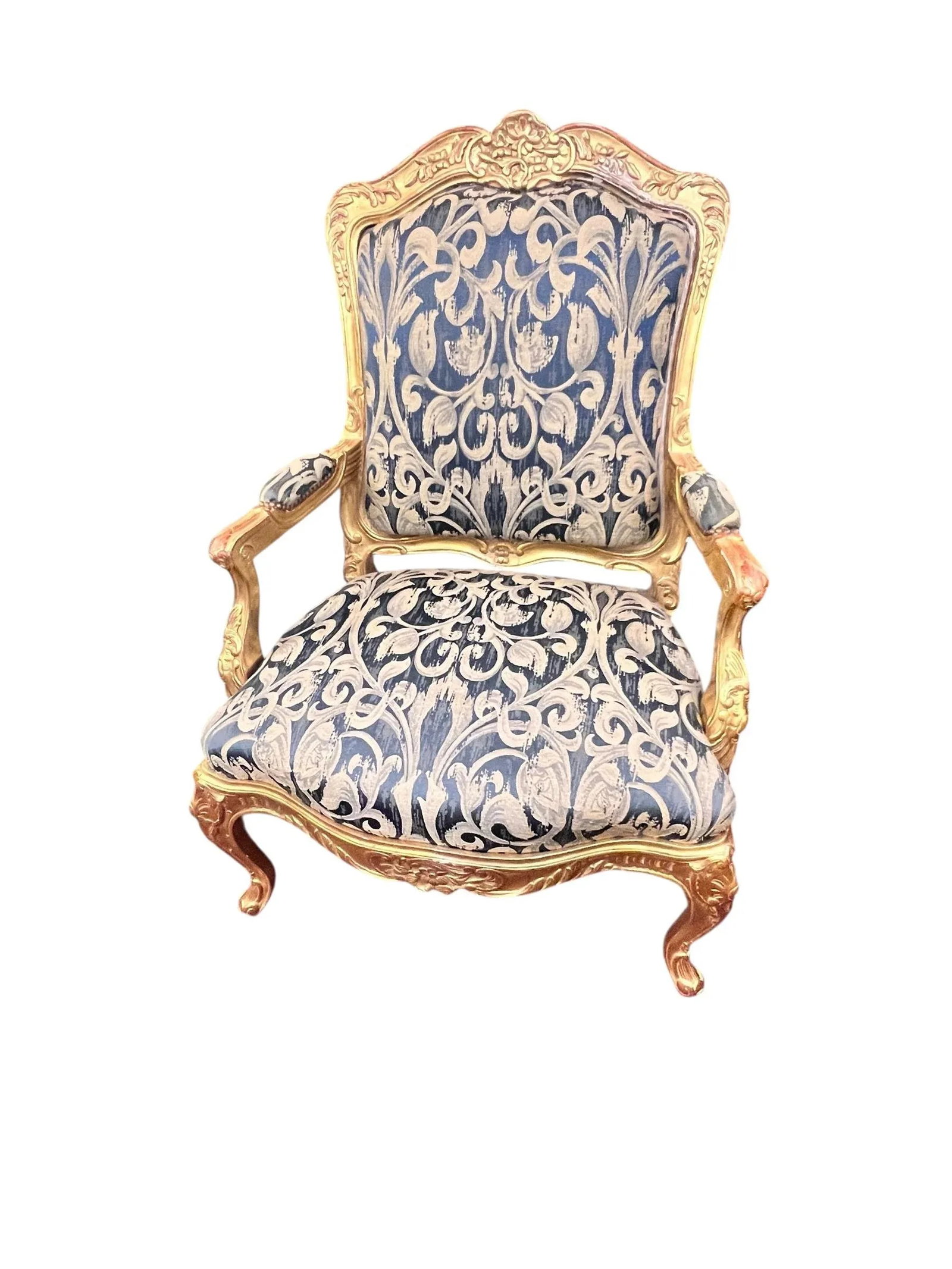 Mid 20th Century Pair of Louis XV Style Giltwood Fauteuil Chairs - 2