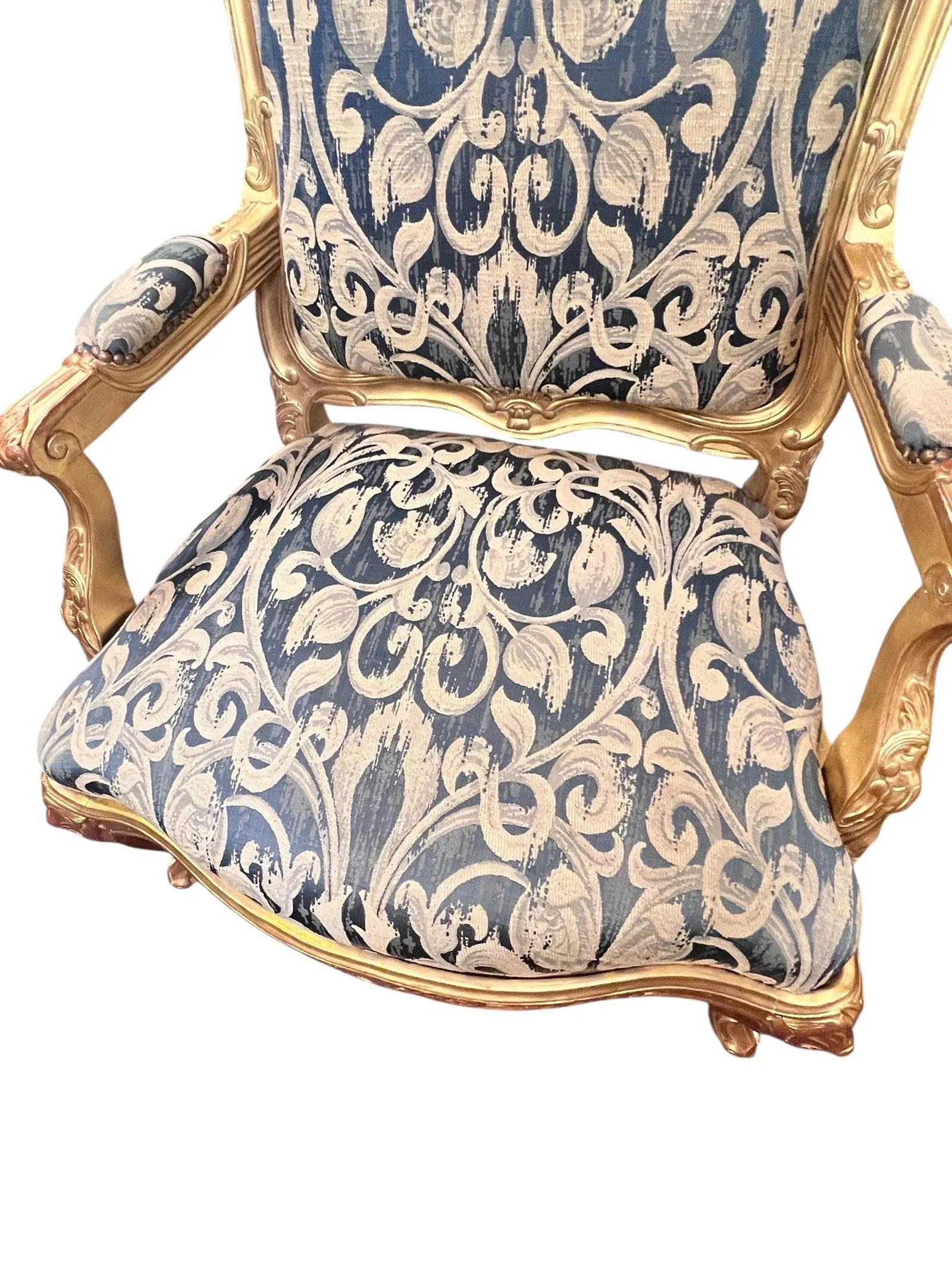 Mid 20th Century Pair of Louis XV Style Giltwood Fauteuil Chairs - 6