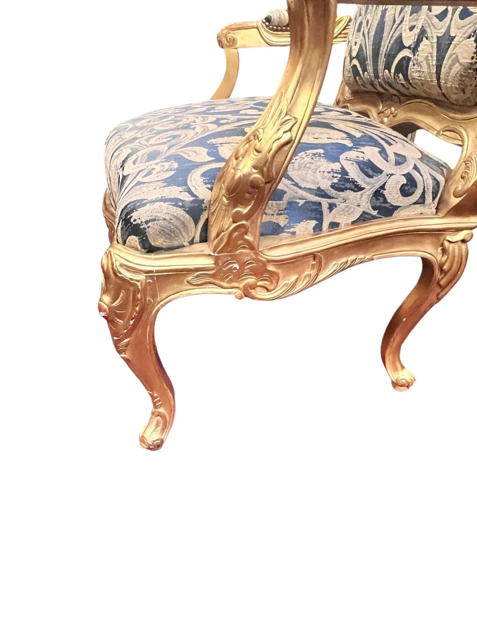 Mid 20th Century Pair of Louis XV Style Giltwood Fauteuil Chairs - 7