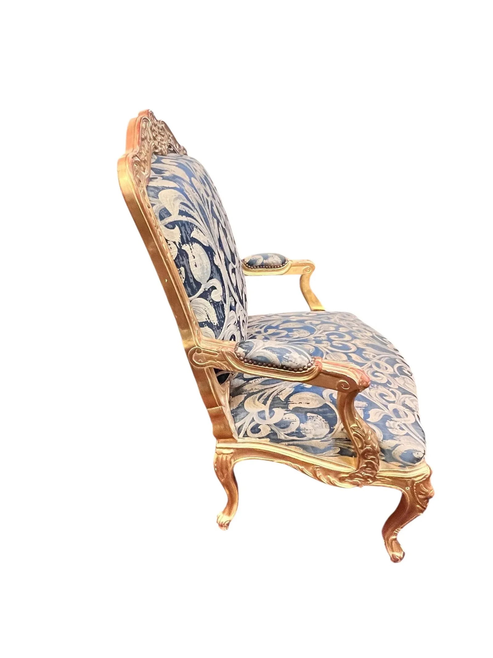 Mid 20th Century Pair of Louis XV Style Giltwood Fauteuil Chairs - 8