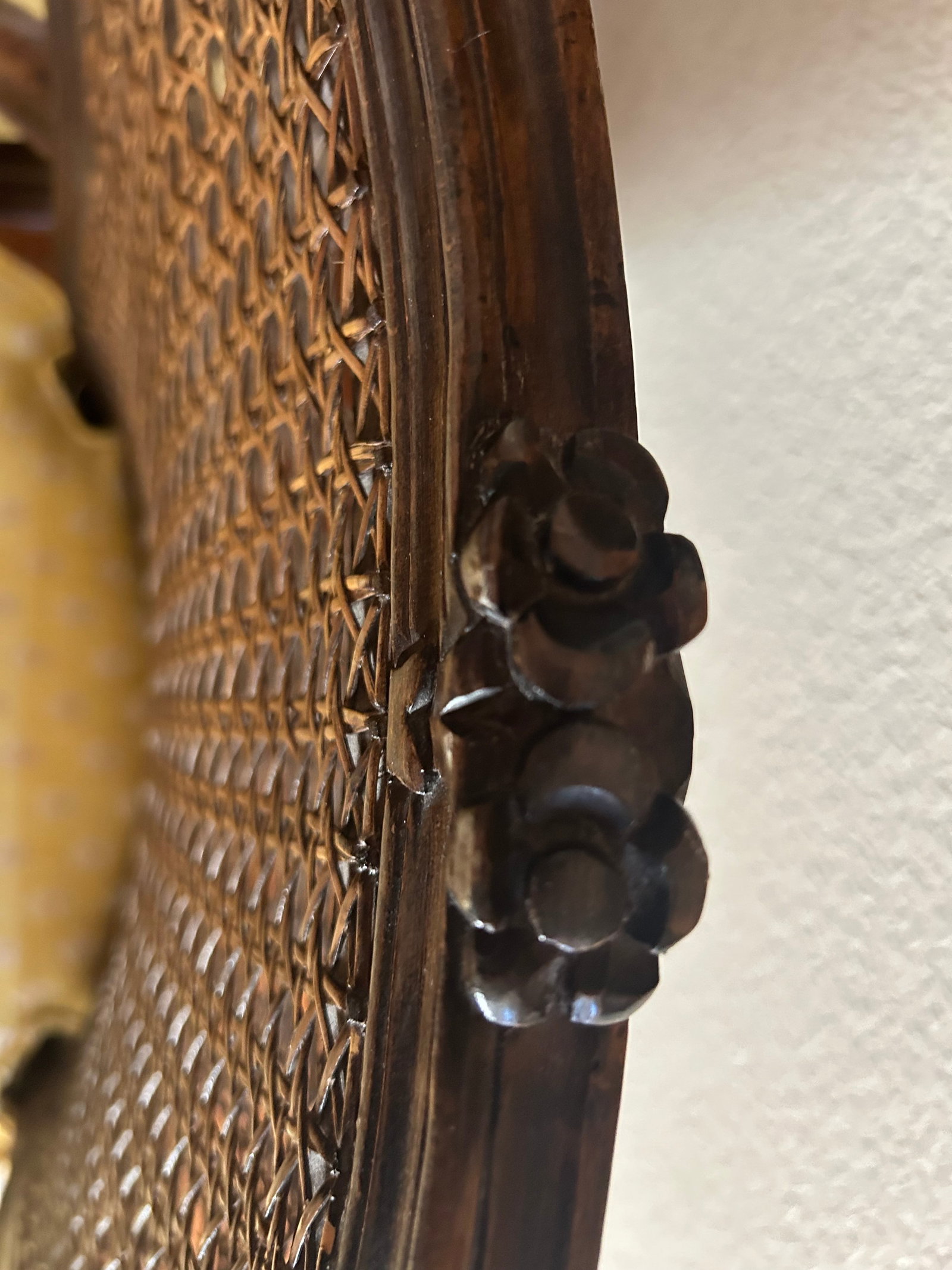 Vintage Ethan Allen Italian-Made Cane Back and Seat Armchair Pair (Ref 48864) - Made in Italy, Carve - 11
