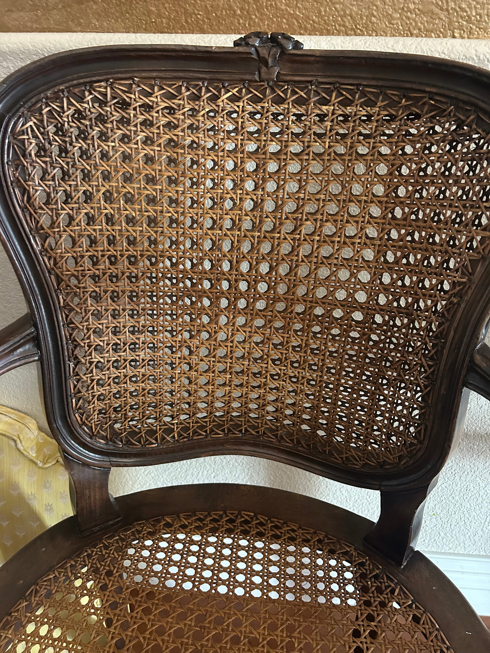Vintage Ethan Allen Italian-Made Cane Back and Seat Armchair Pair (Ref 48864) - Made in Italy, Carve - 3