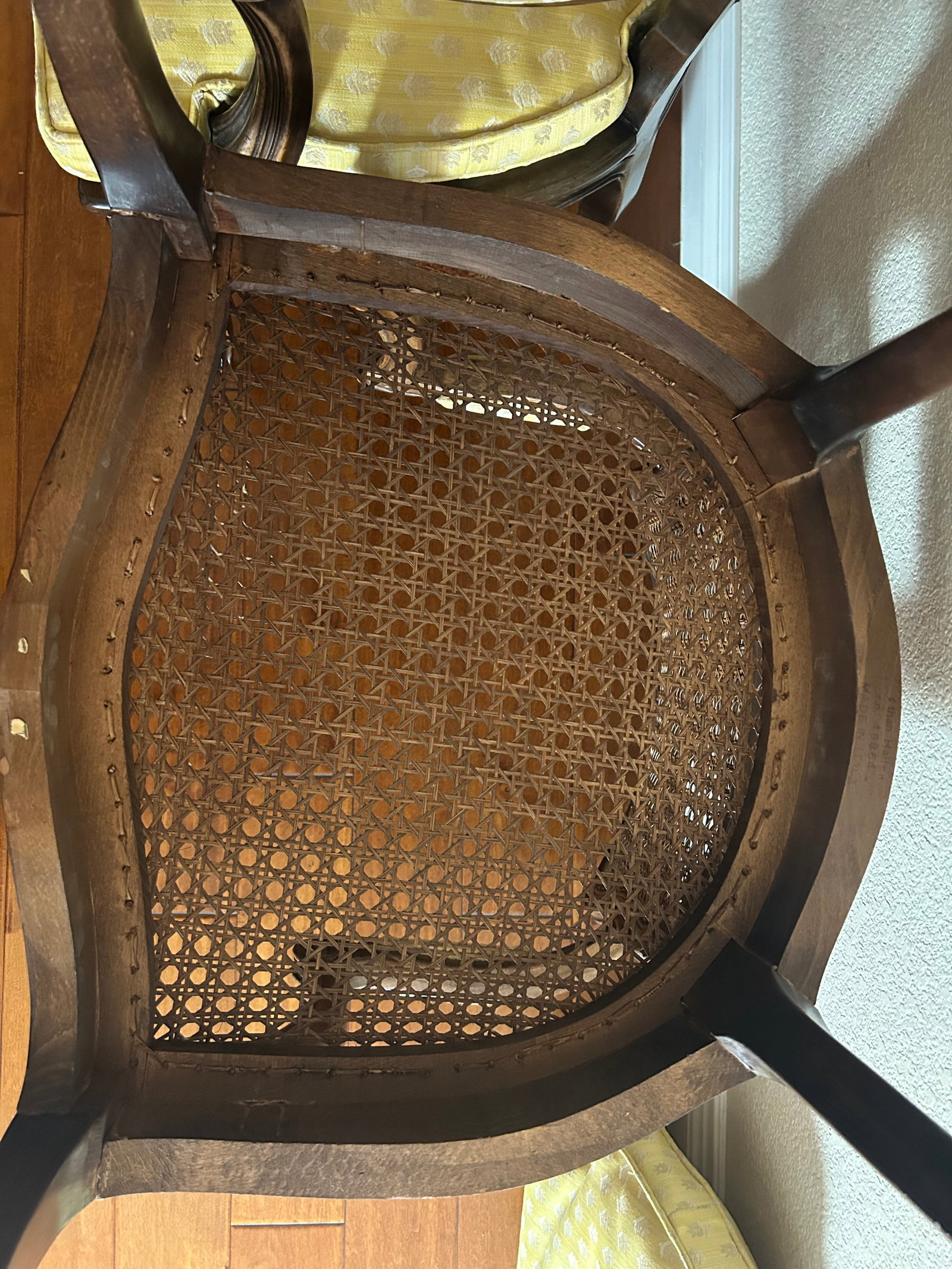 Vintage Ethan Allen Italian-Made Cane Back and Seat Armchair Pair (Ref 48864) - Made in Italy, Carve - 9