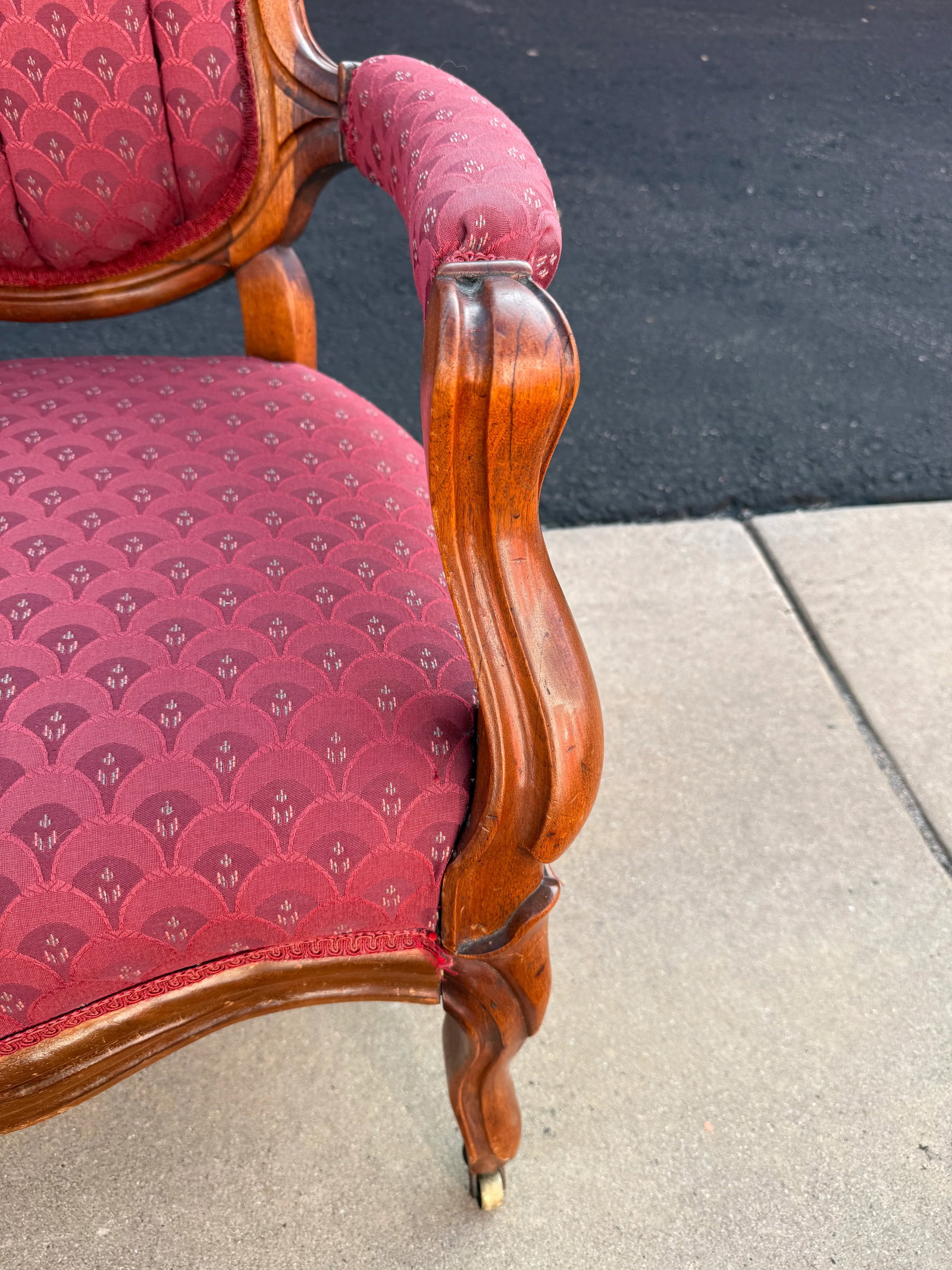 Pair of His/Hers Early 1900s Carved Wood Victorian Parlor Chairs - 3
