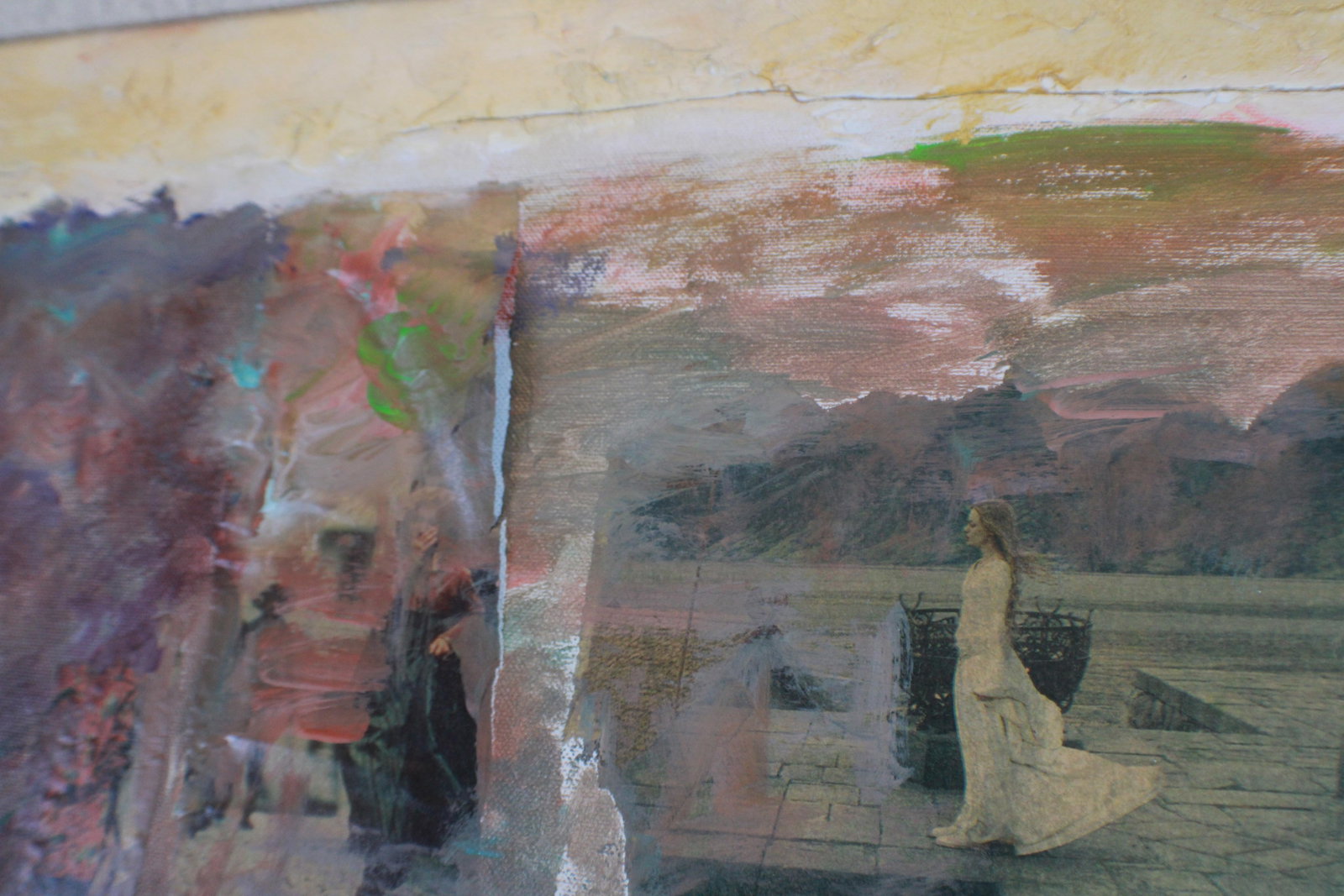 "Soft Melody" Woman Playing Flute Mixed Media Oil Painting Signed Hua Chen - 12