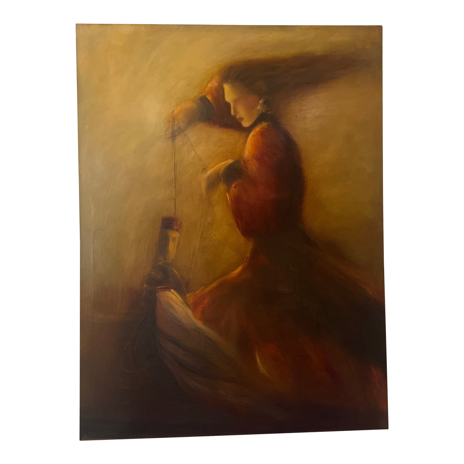20th Century Oil on Canvas by English Artist B.Austin Signed Titled as "Manipulated Marionette" II M: Oil on canvas by B.Austin turned as Manipulated Marionette made in 1999 Condition: Alterations: Original Condition Unaltered Imperfections: Some Imperfections Condition Notes: Great as new Origin: