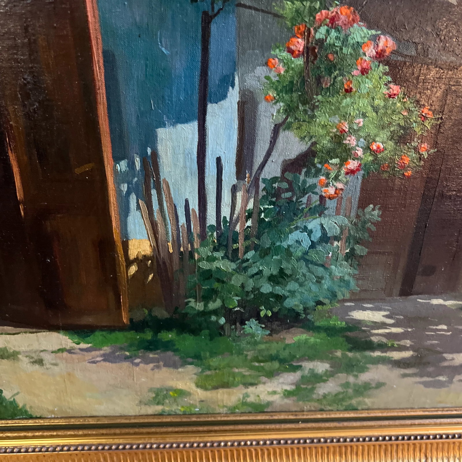 Oil on Canvas by Hungarian Artist Romek Arpad (1883-1960) Framed Signed Village Home - 10
