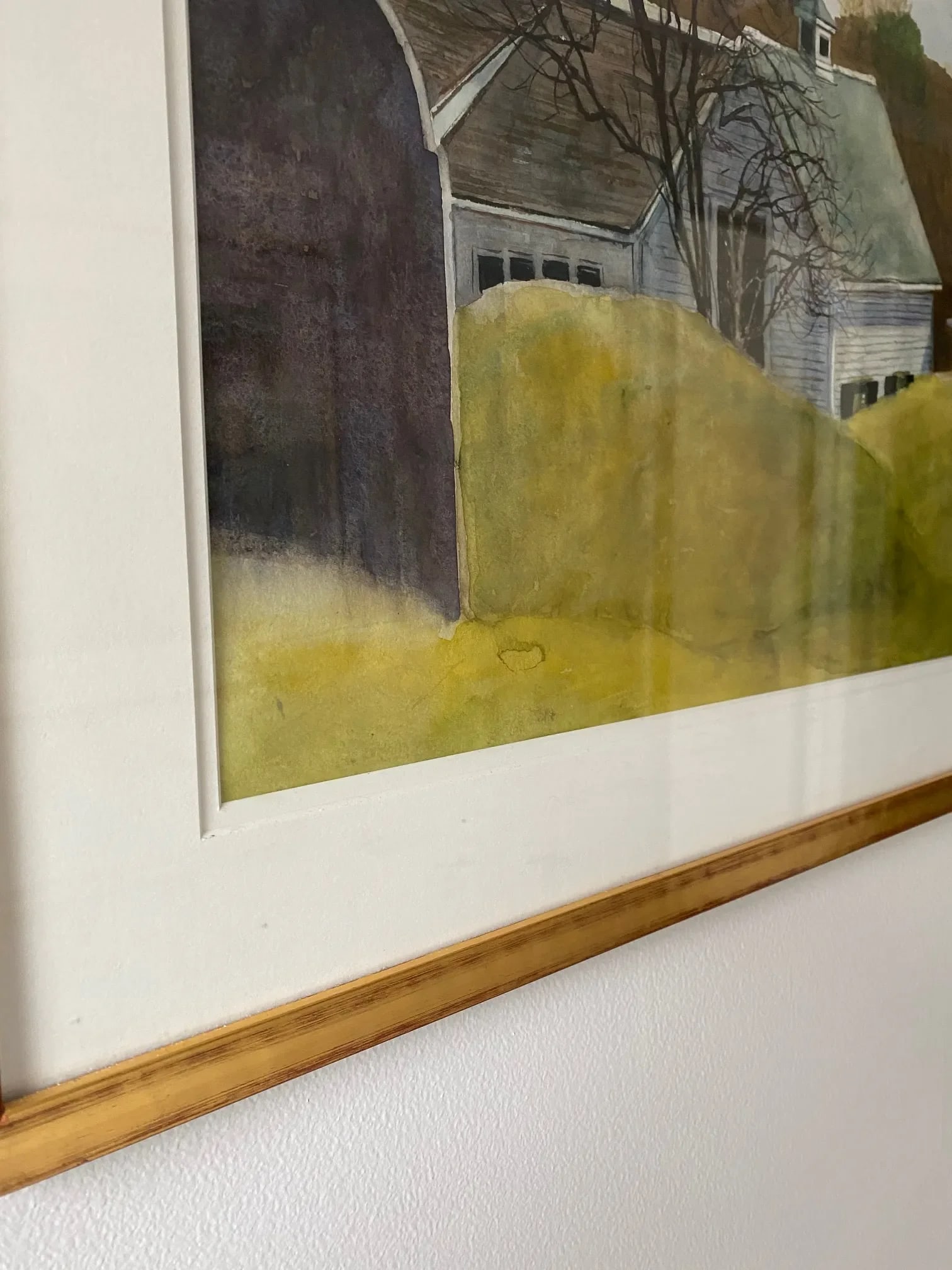 Contemporary Bucolic Landscape Watercolor Painting, Framed - 4