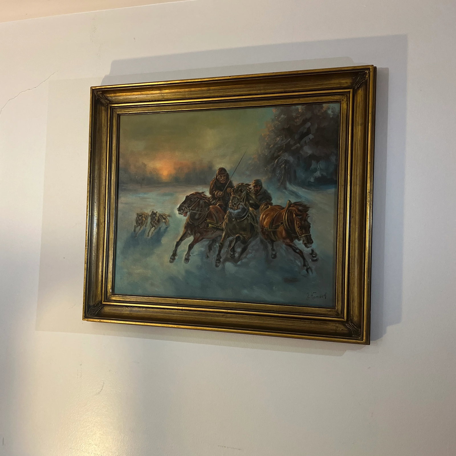 20Th Century Oil on Canvas by European School by Polish Artist Jaroslav Kamich ( b.1929) Horsemen in - 10