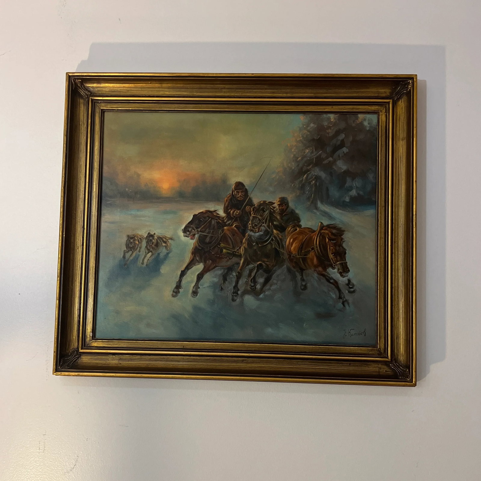 20Th Century Oil on Canvas by European School by Polish Artist Jaroslav Kamich ( b.1929) Horsemen in - 12