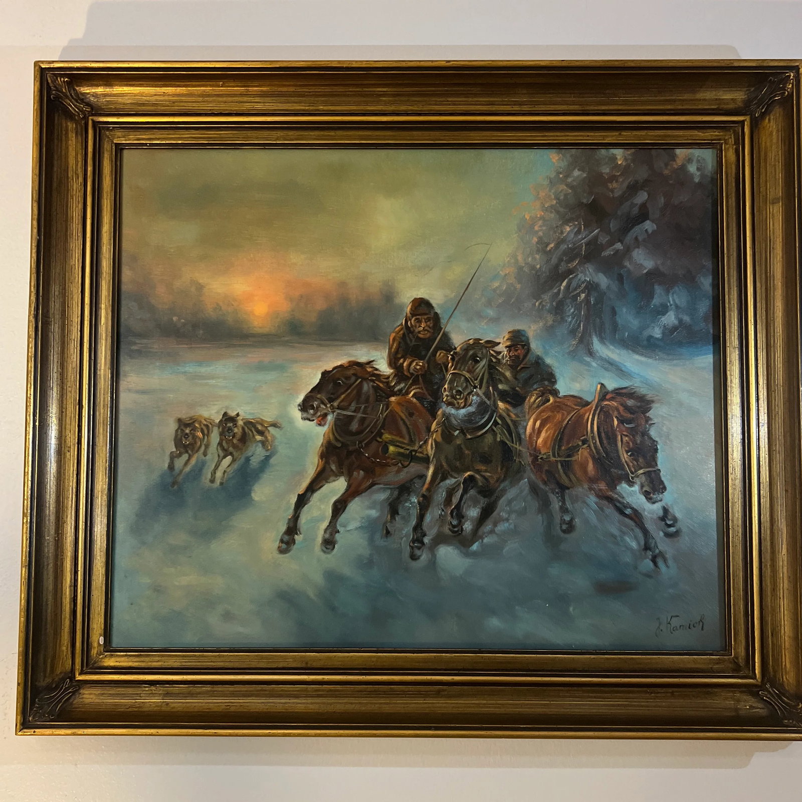 20Th Century Oil on Canvas by European School by Polish Artist Jaroslav Kamich ( b.1929) Horsemen in - 2