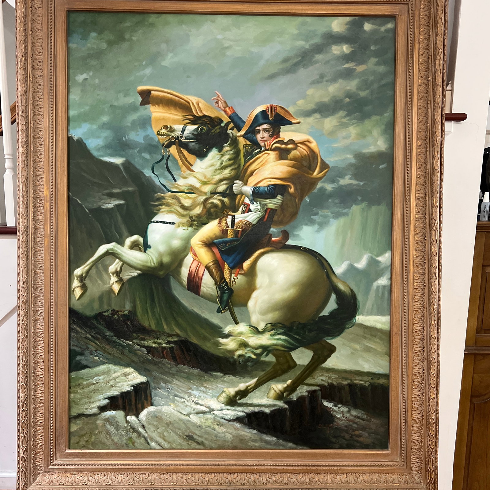 Oil on Canvas Hand Painted Signed Framed Reproduction of a Jacques-Louis David Painting Originally C - 2