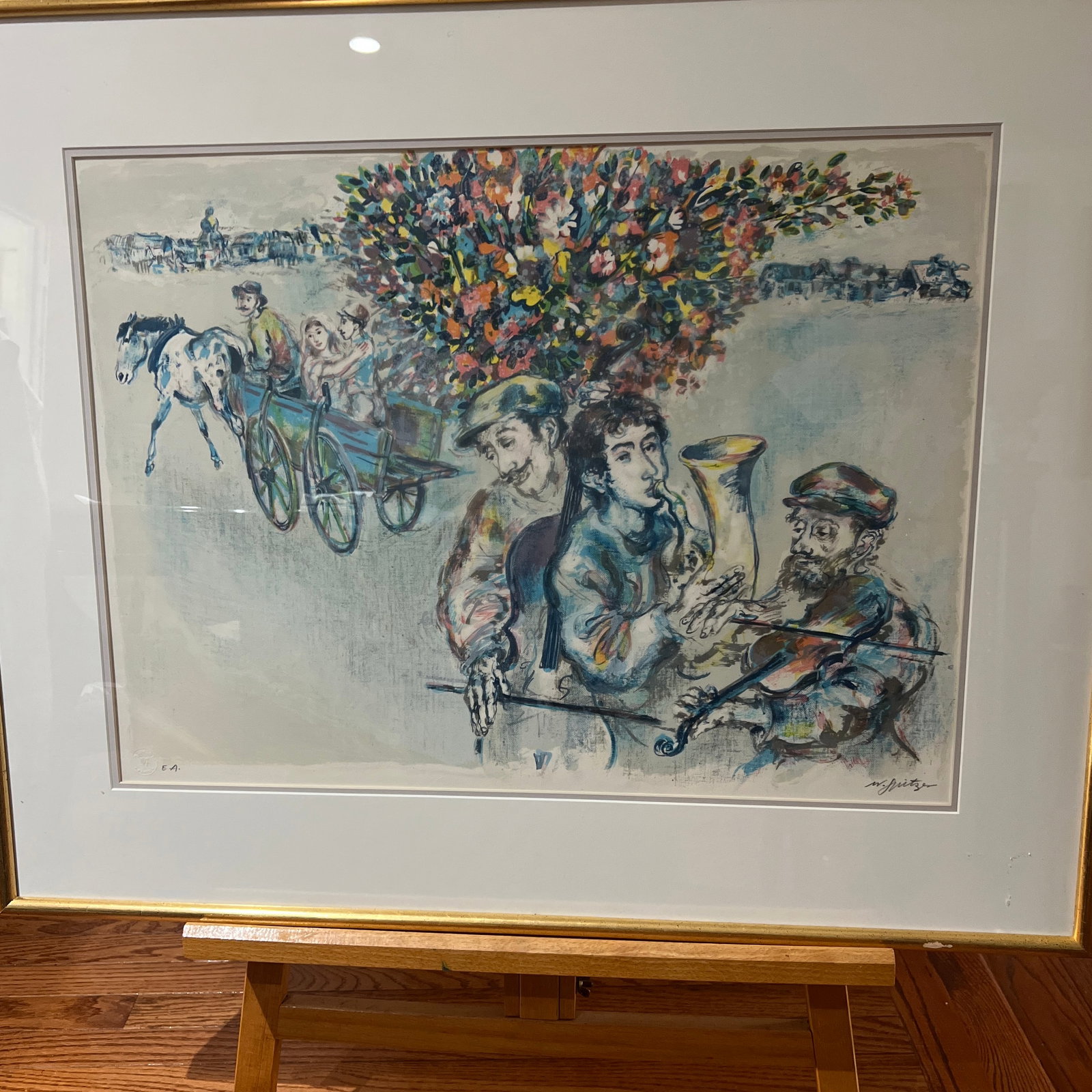 20th Century Art by Walter Spitzer (Polish 1927-2021), Musicians, Artists Proof Lithograph in Color, - 2