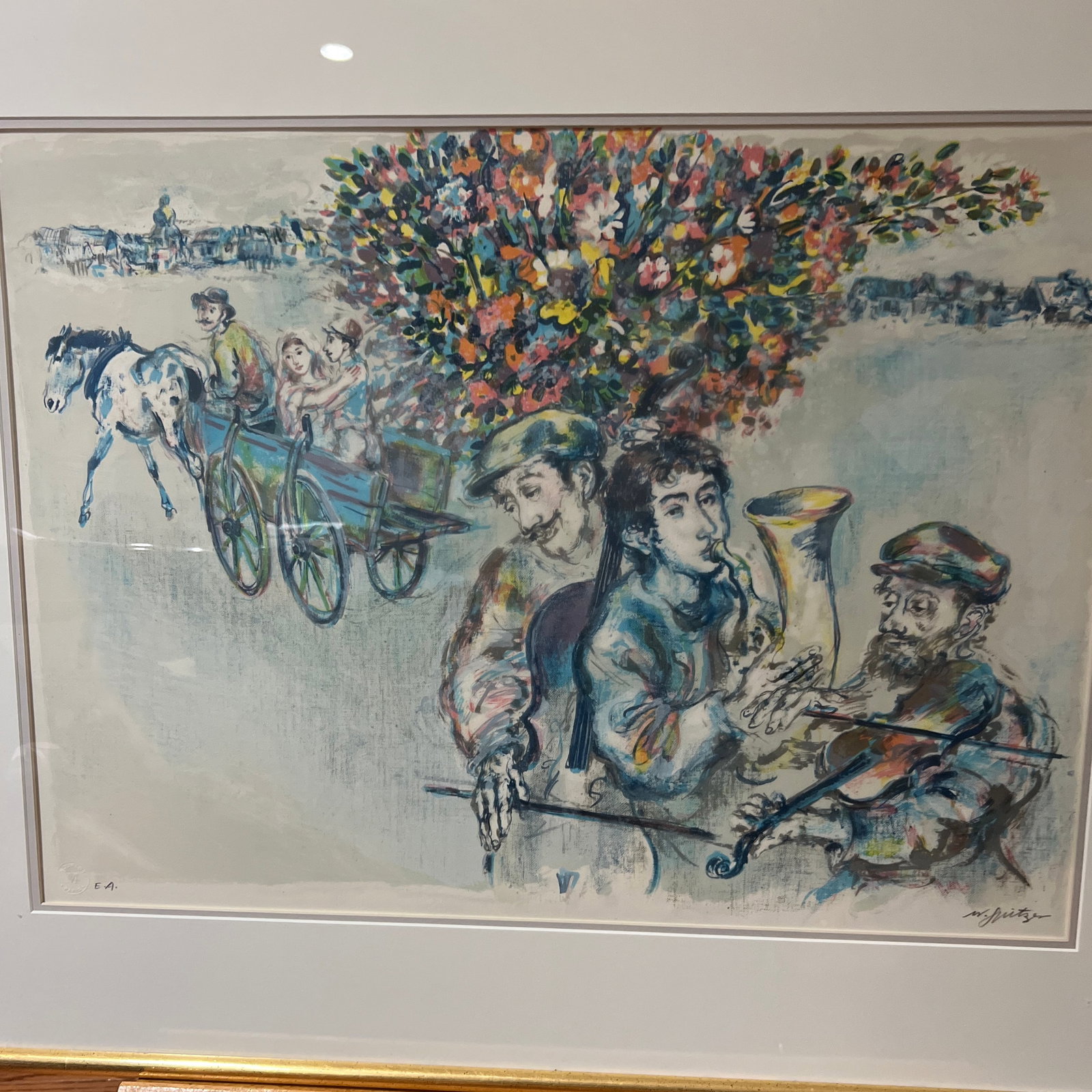 20th Century Art by Walter Spitzer (Polish 1927-2021), Musicians, Artists Proof Lithograph in Color, - 3