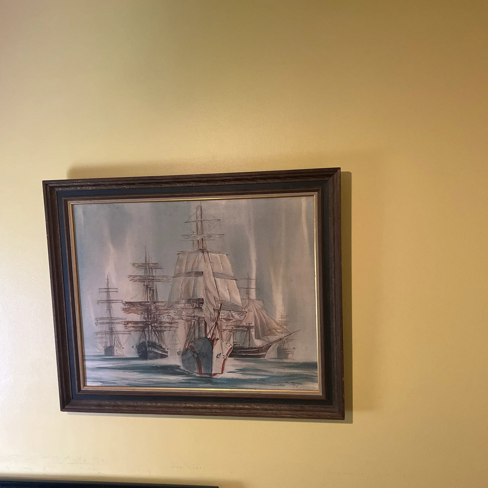 20 Th Century Oil on Canvas American School Framed Signed Sailing Ships - 8