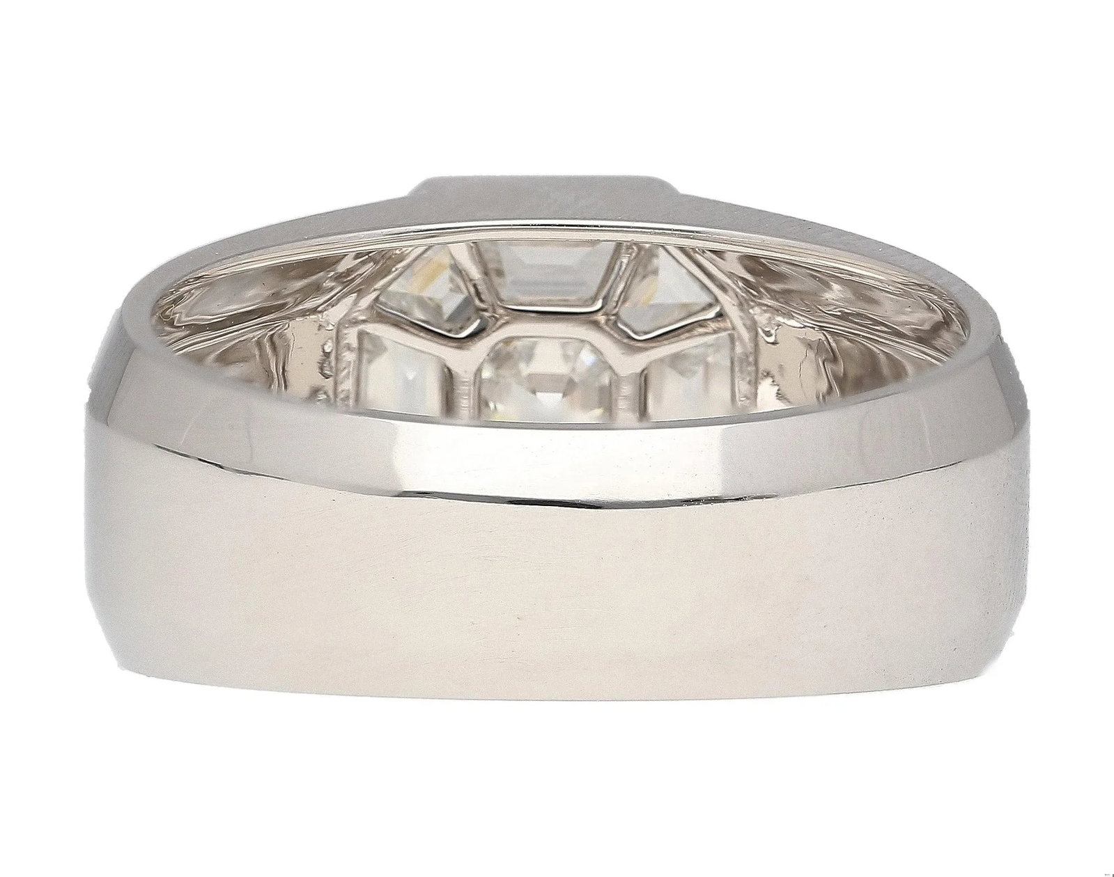 1.42 Carat Mixed Asscher Cut Illusion Set Mens Natural Diamond Cluster Ring, Size 10 - 6