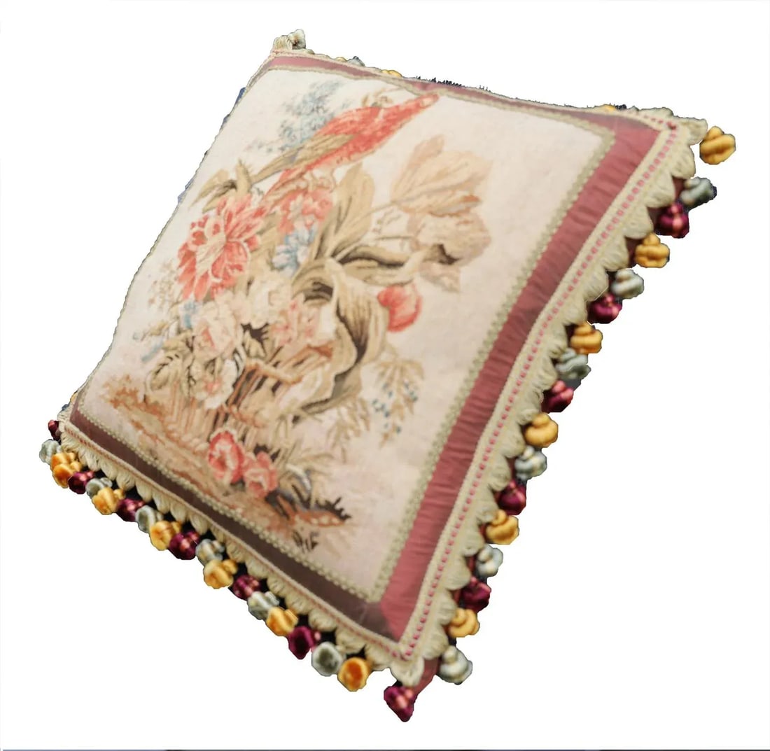 Perot Design Tapestry Wool and Silk Pillow - 4