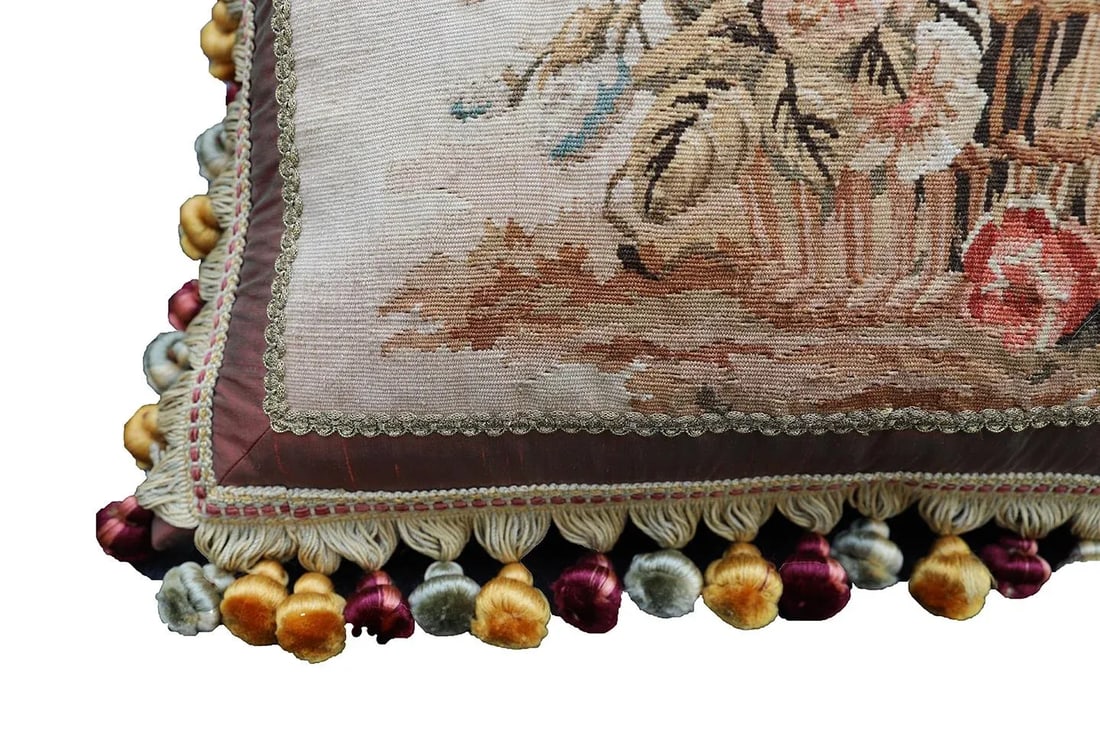Perot Design Tapestry Wool and Silk Pillow - 5