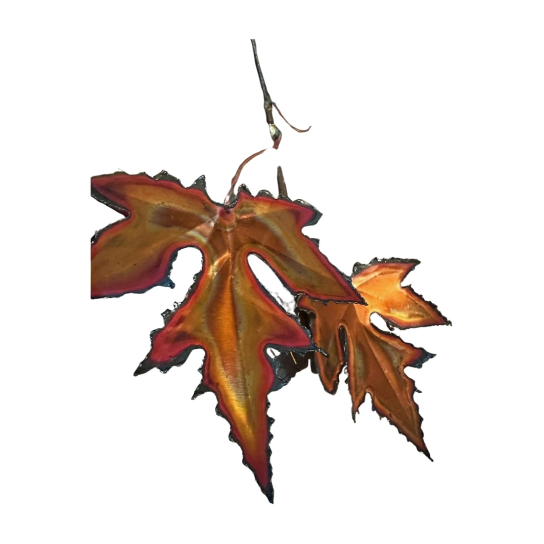 1982 Torch-Cut Metal Leaf Sculpture - 53" - Signed - 10