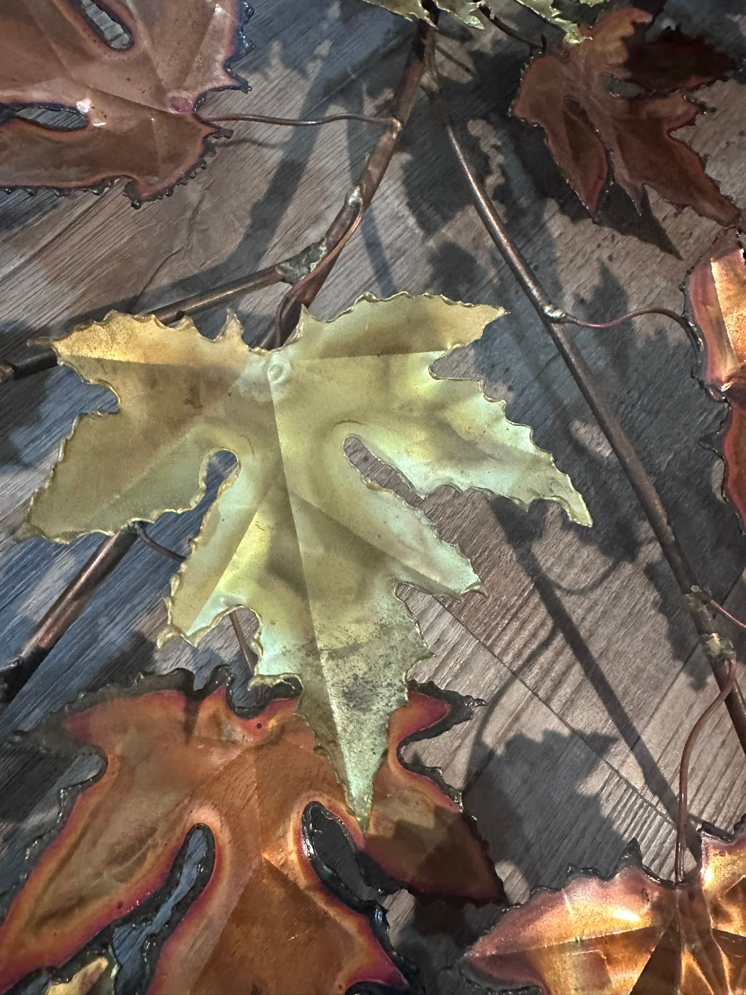1982 Torch-Cut Metal Leaf Sculpture - 53" - Signed - 13