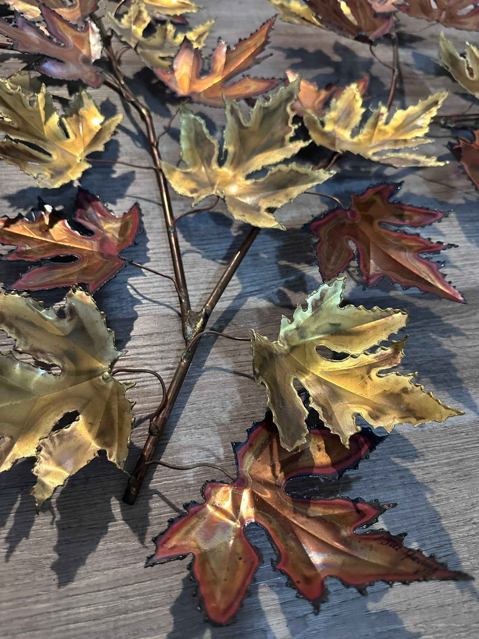 1982 Torch-Cut Metal Leaf Sculpture - 53" - Signed - 14