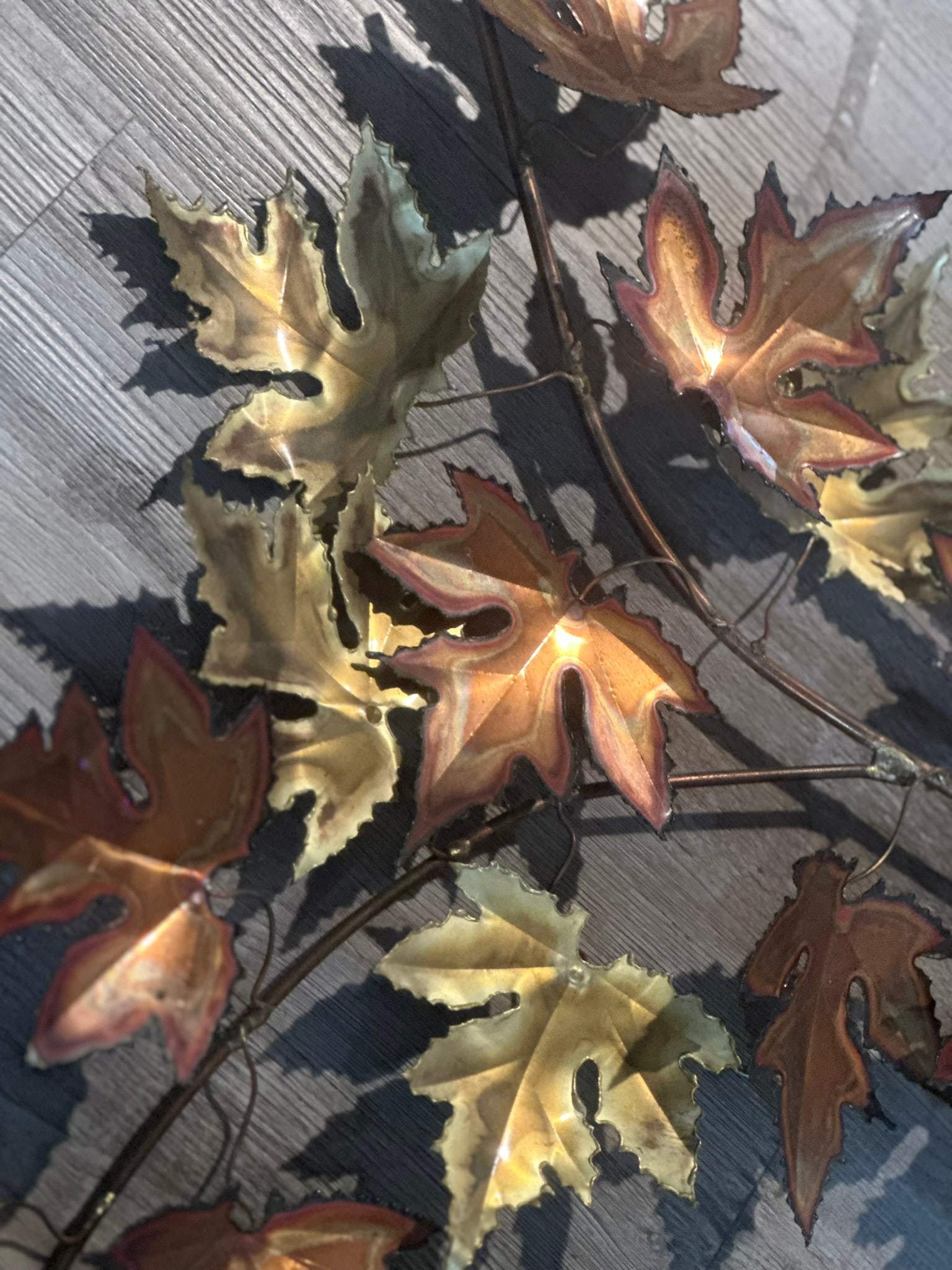 1982 Torch-Cut Metal Leaf Sculpture - 53" - Signed - 15